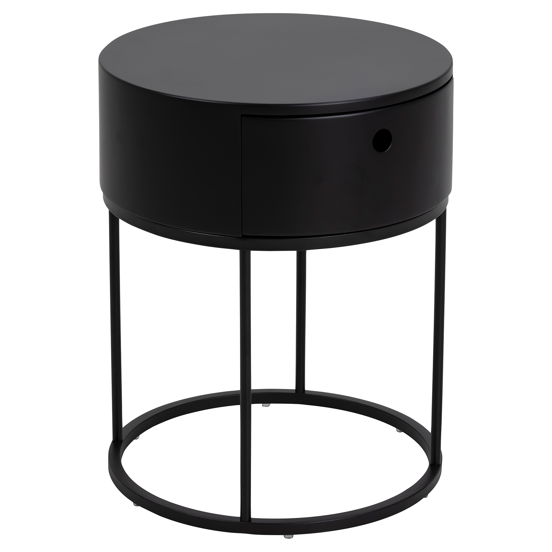 Nachttisch POLO - schwarz - mit Schublade - Ø 40 cm