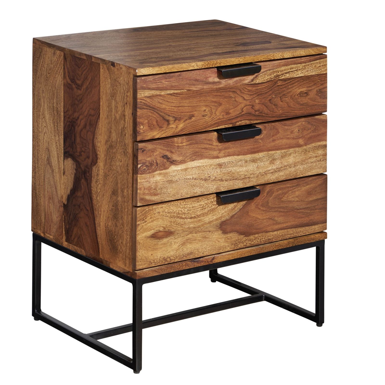Nachttisch - Sheesham massiv - 3 Schubladen - 50 cm breit