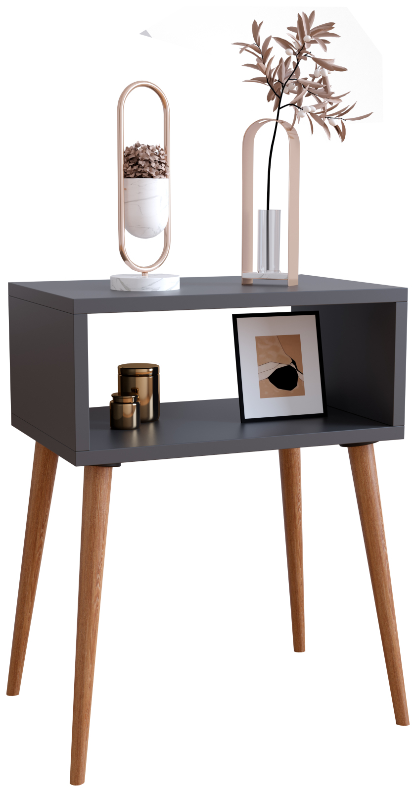 Nachttisch SINGOL M - anthrazit-Honig Eiche - 45 cm breit