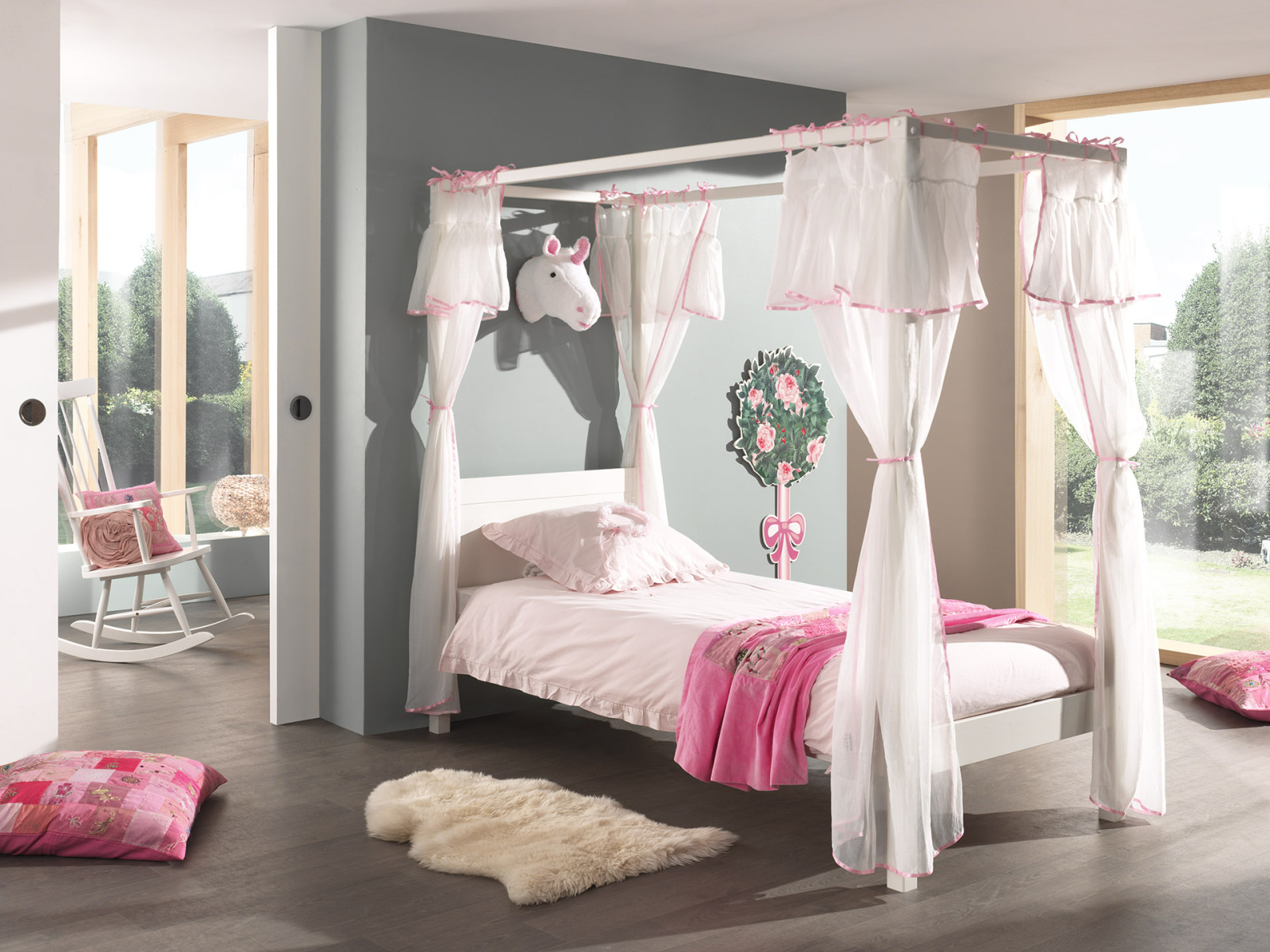 Nostalgisches Himmelbett - weiß - 90x200 cm