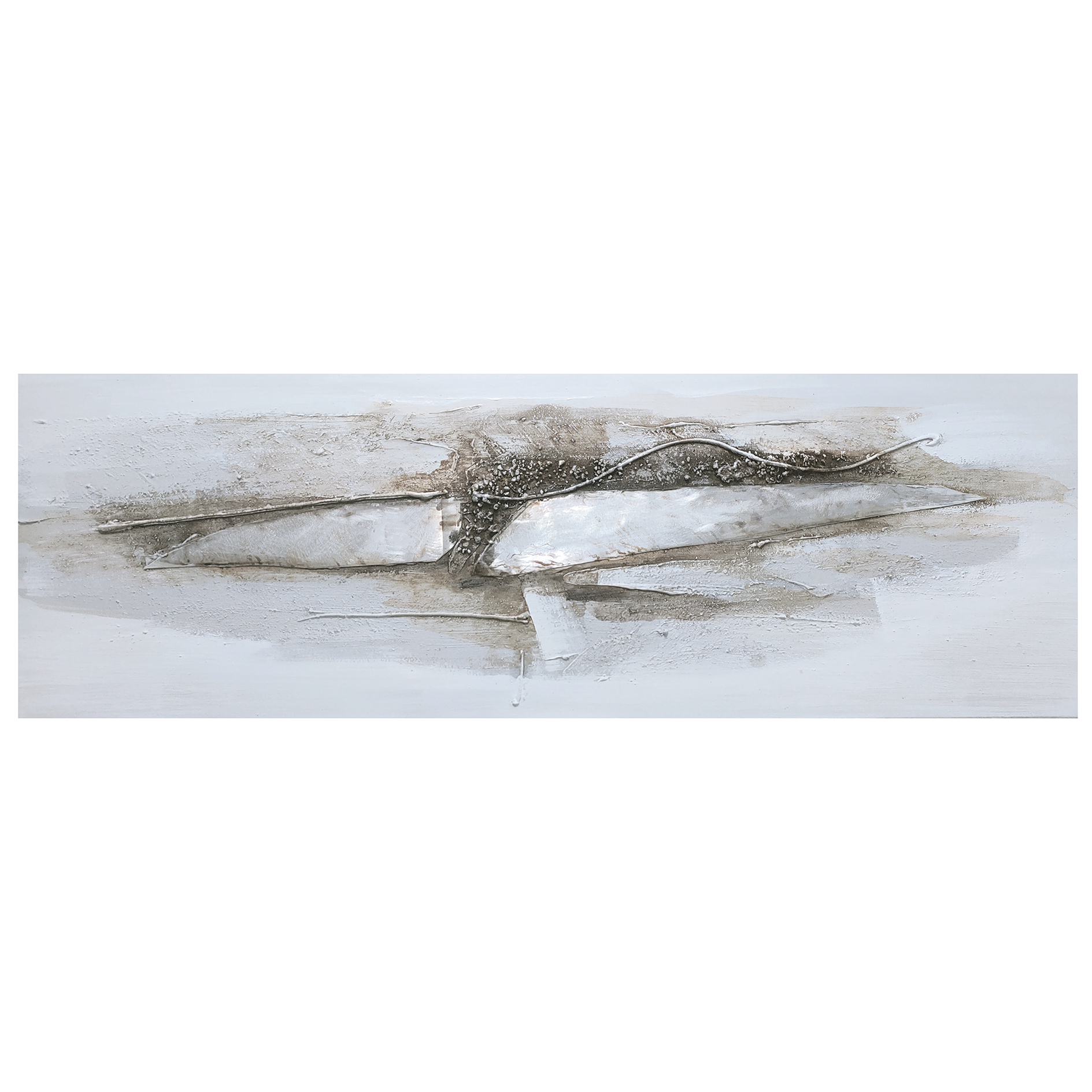 Ölgemälde ABSTRAKT - grau-beige - 120x40 cm