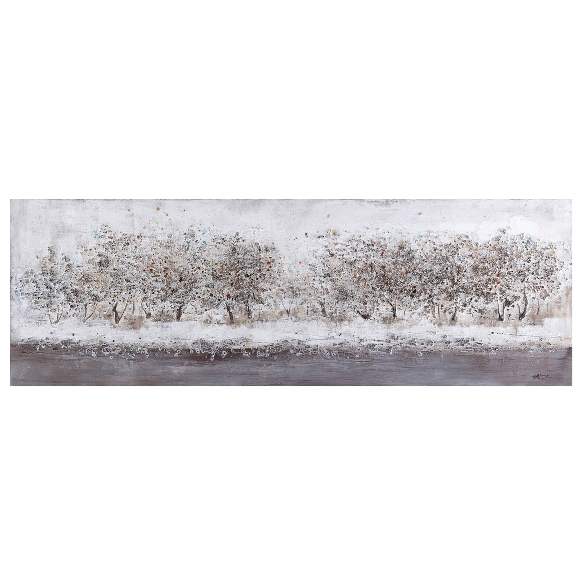 Ölgemälde BÄUME - weiß-grau-beige - 120x40 cm
