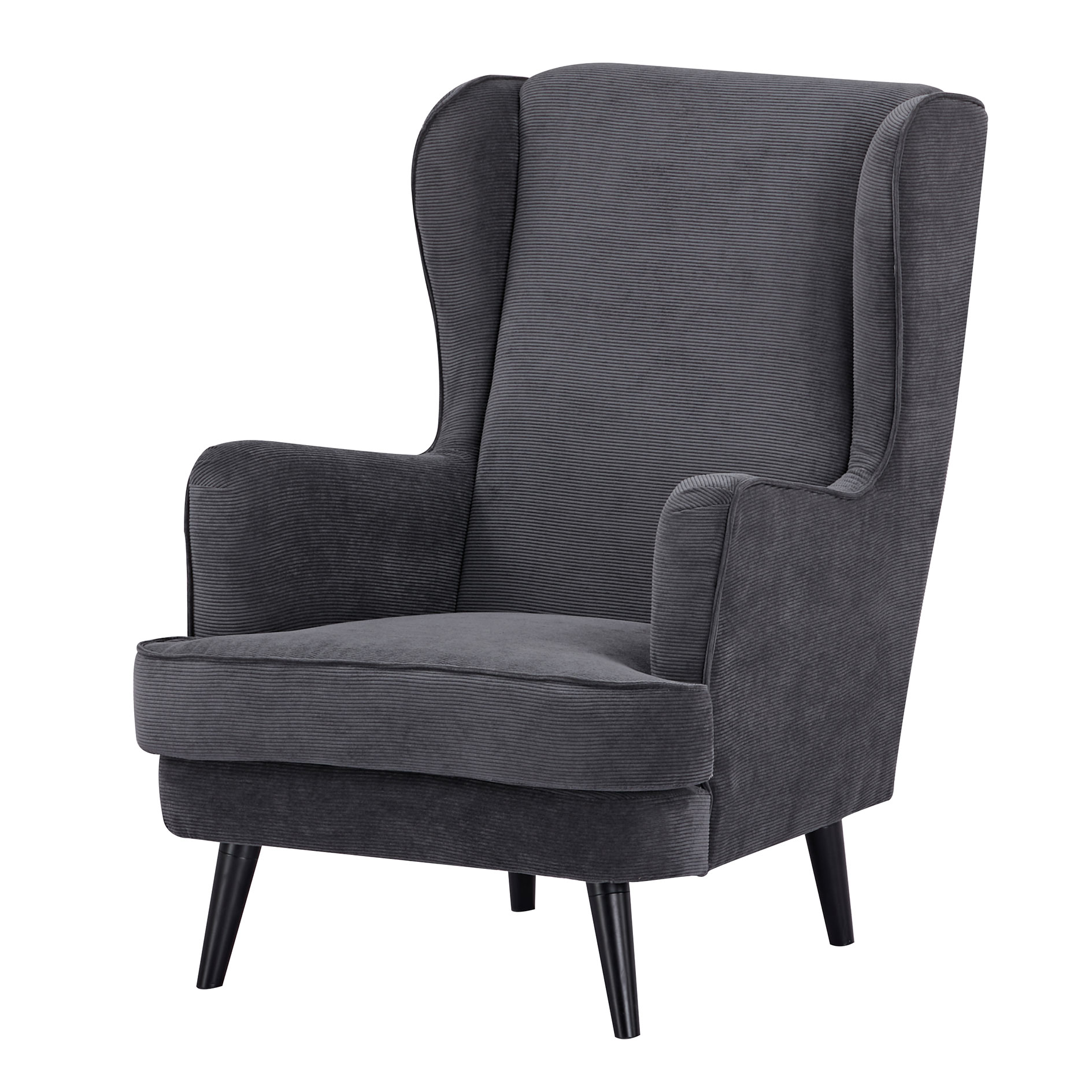 Ohrensessel mit Hocker - grau - Federkern