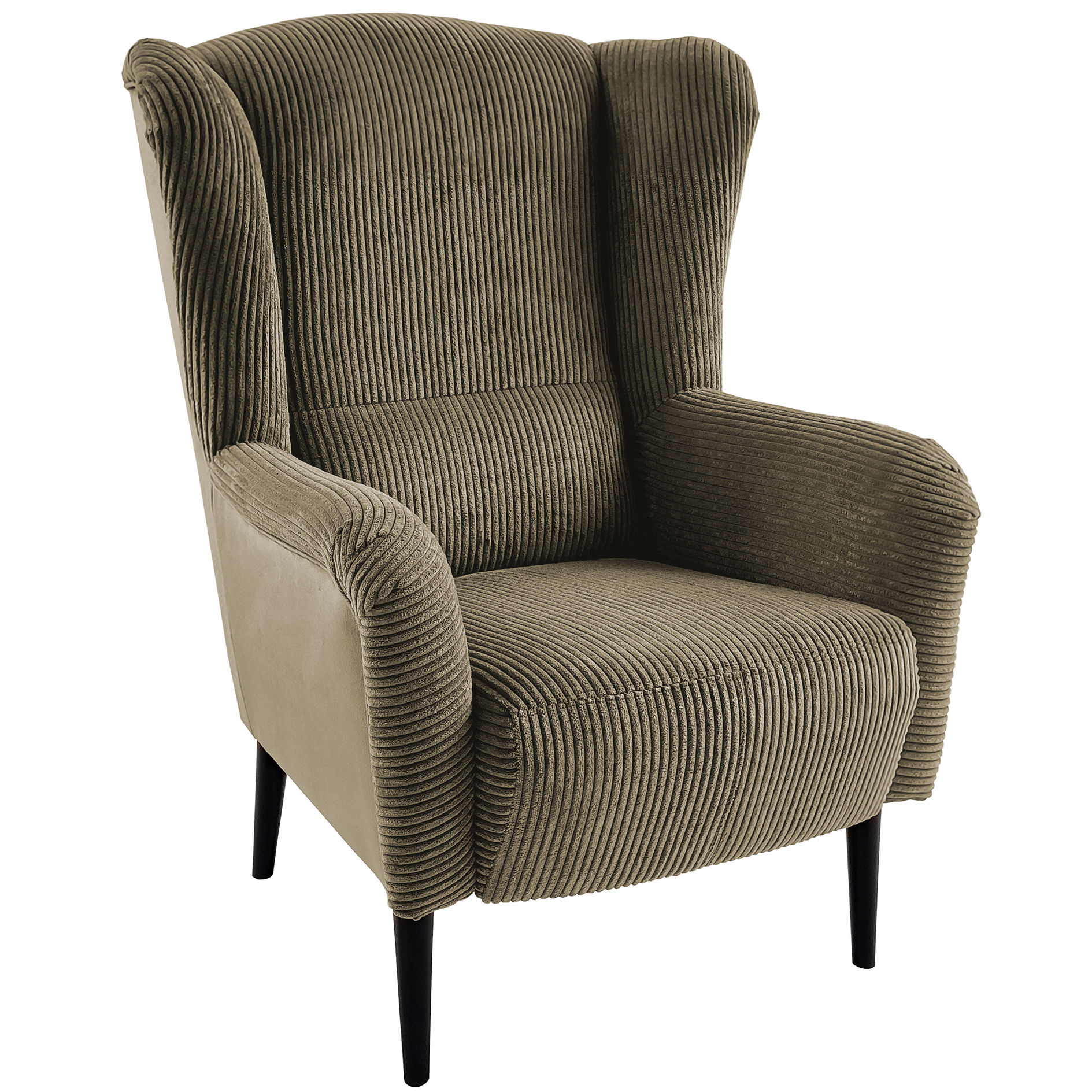 Ohrensessel - taupe - Wellenfederung - Cord