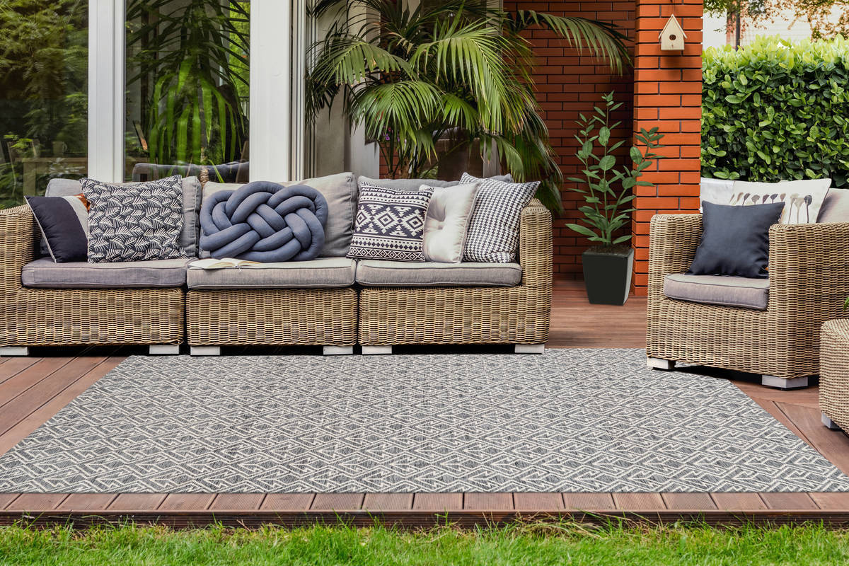 Outdoor-Kurzflorteppich YOGA 100 - grau-creme - 80x150 cm