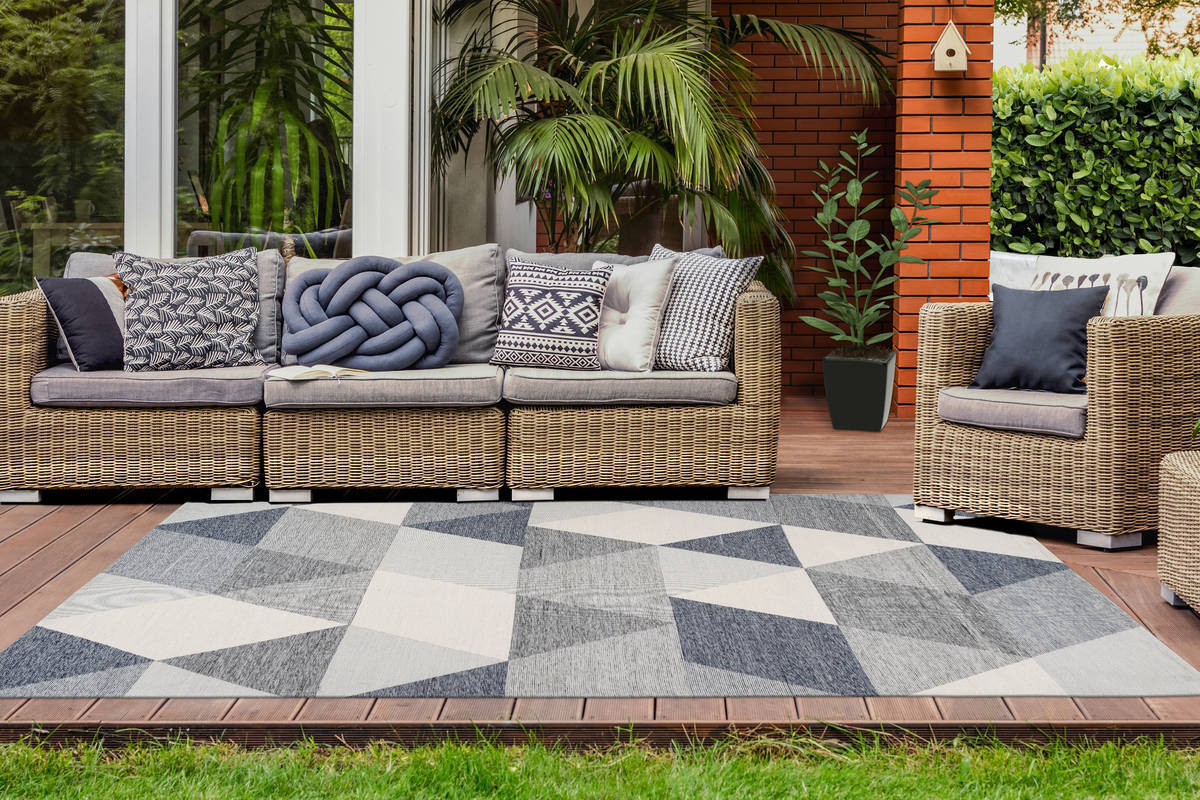 Outdoor-Kurzflorteppich YOGA 400 - grau-creme - 80x150 cm