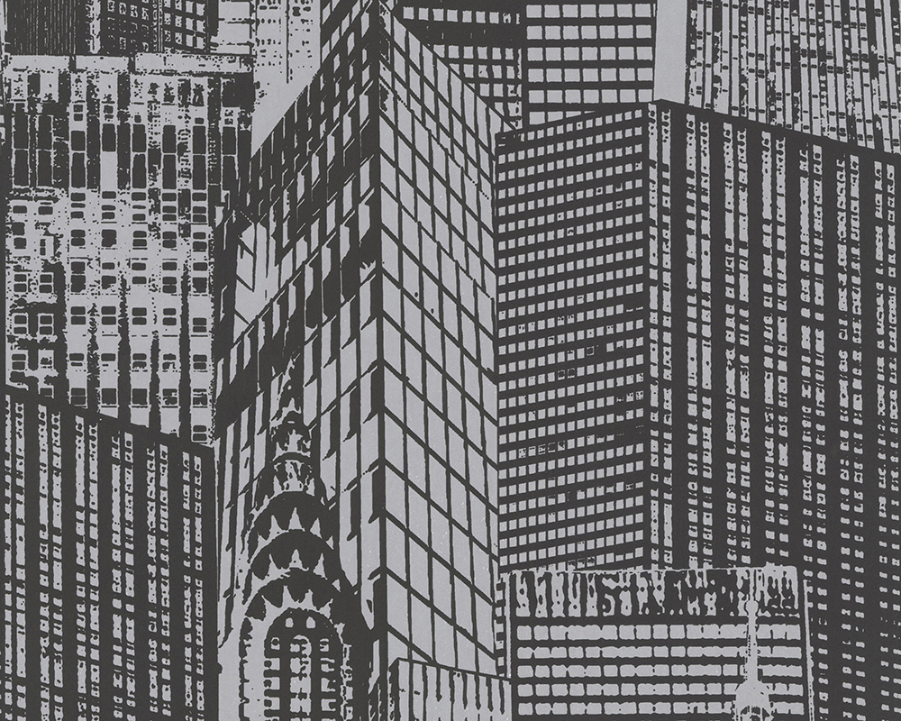 Panel POP.UP 3D - schwarz metallic - Hochhäuser - 52 cm