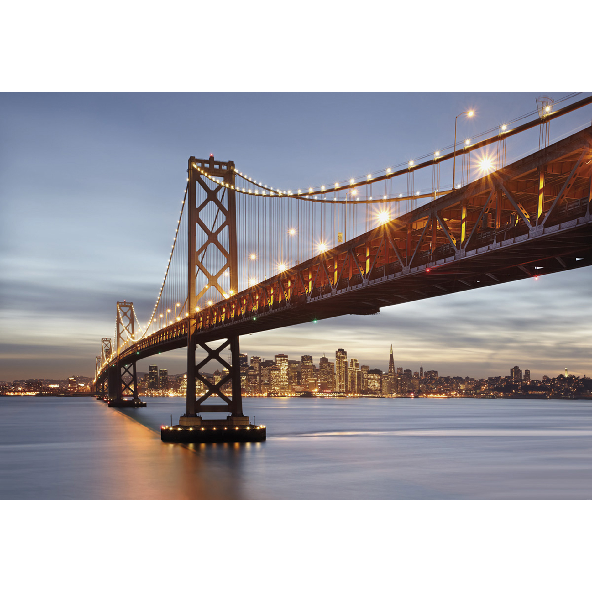Papier-Fototapete BAY BRIDGE - braun-blau - 368x254 cm