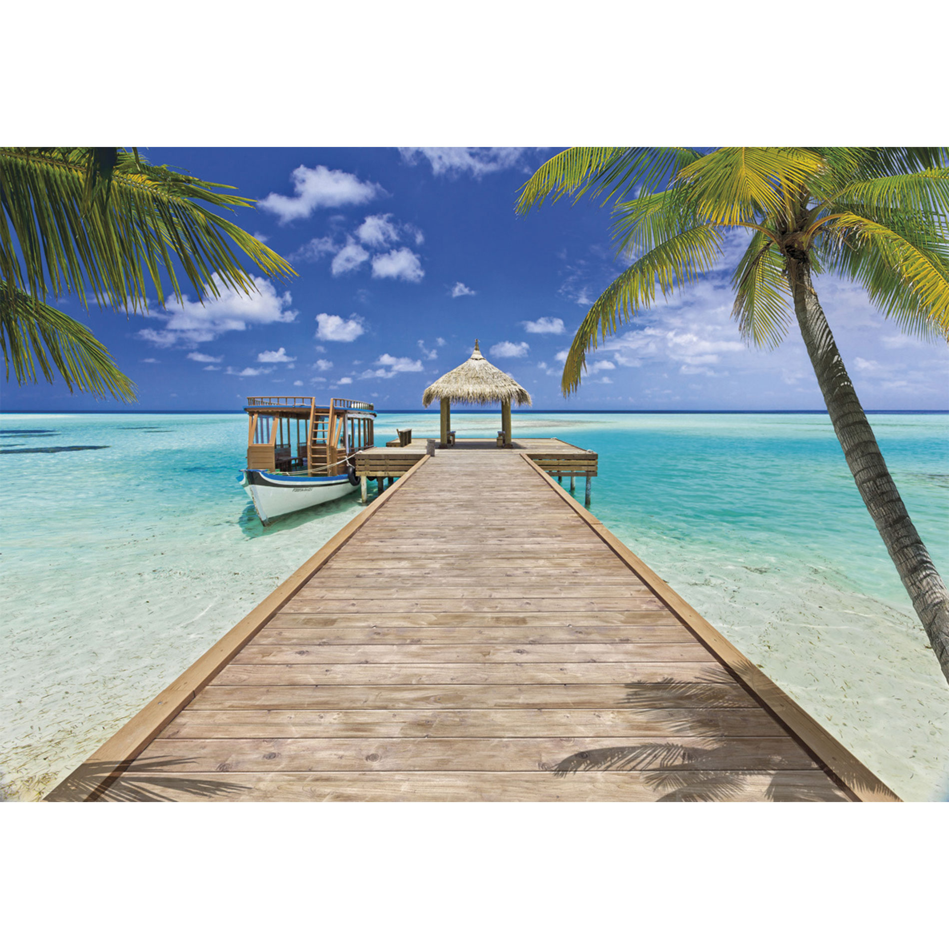 Papier-Fototapete BEACH RESORT - grün-blau - 368x254 cm