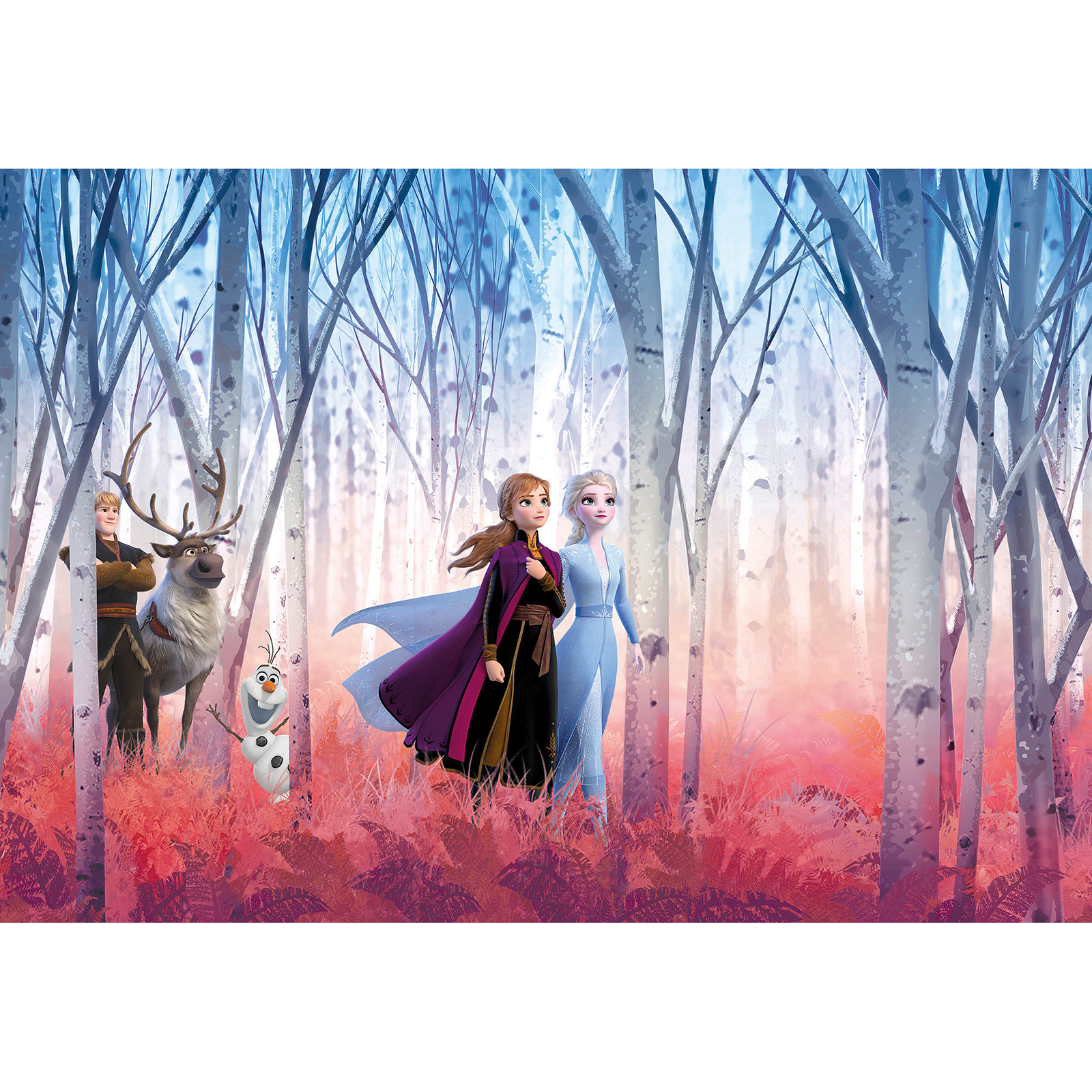 Papier-Fototapete FROZEN FRIENDS FOREVER - blau-rosa - 3,68 Meter