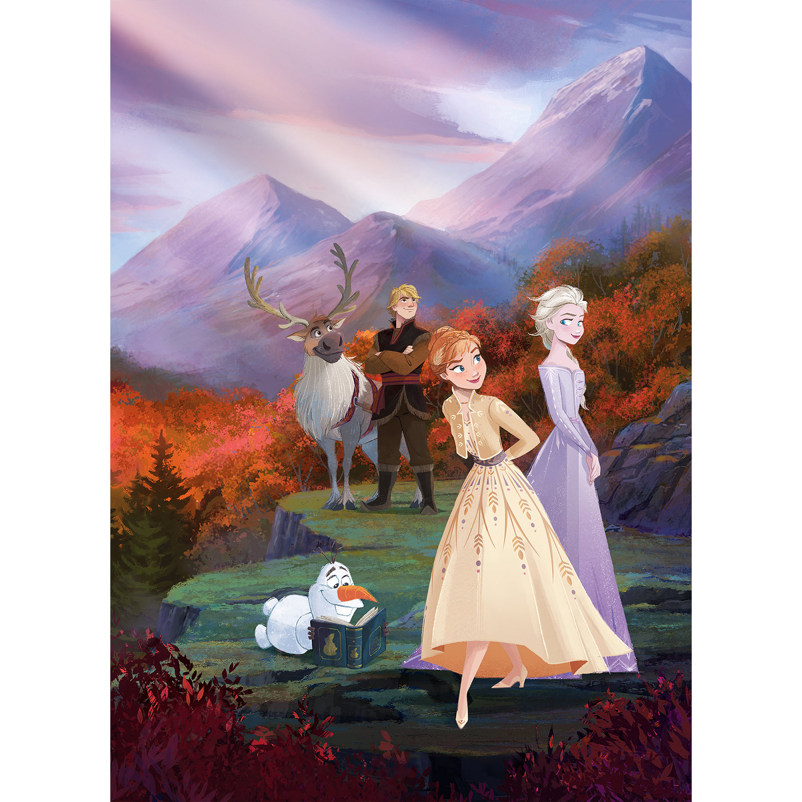 Papier Fototapete FROZEN SPRING IS COMING - rot-lila-braun - 184x254 cm