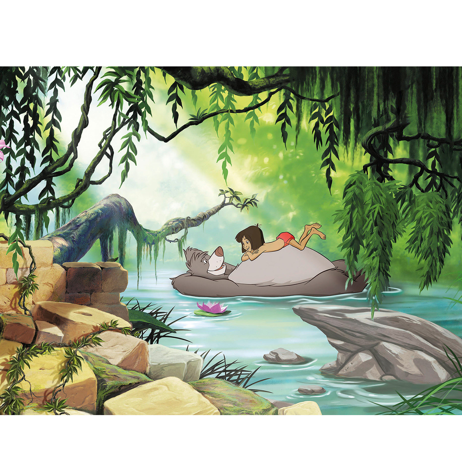 Papier Fototapete JUNGLE BOOK SWIM WITH BALOO - bunt - 368x254 cm