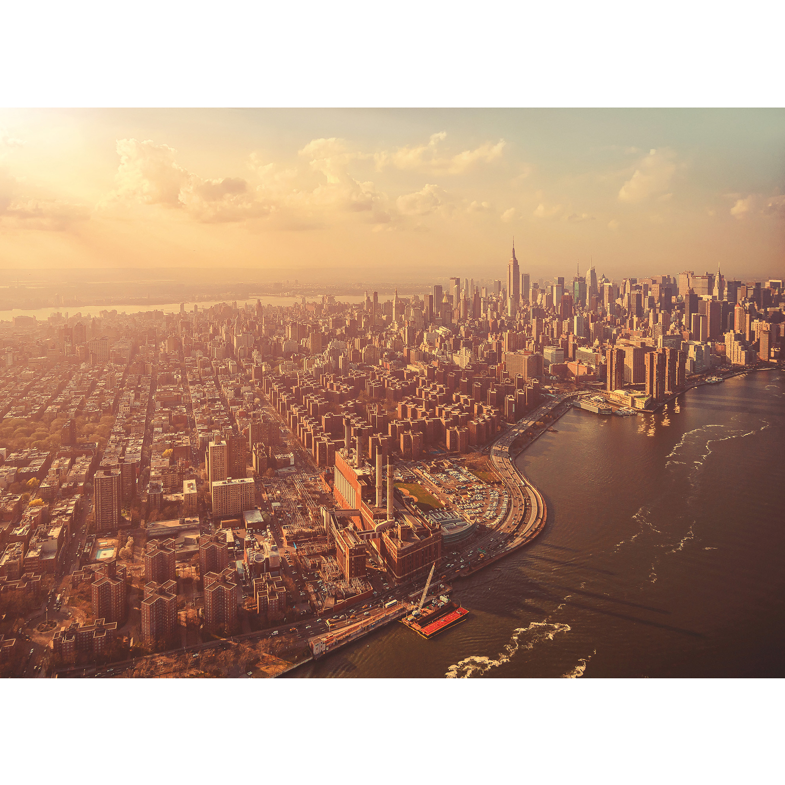 Papier-Fototapete MANHATTAN - beige-grau - 254x184 cm