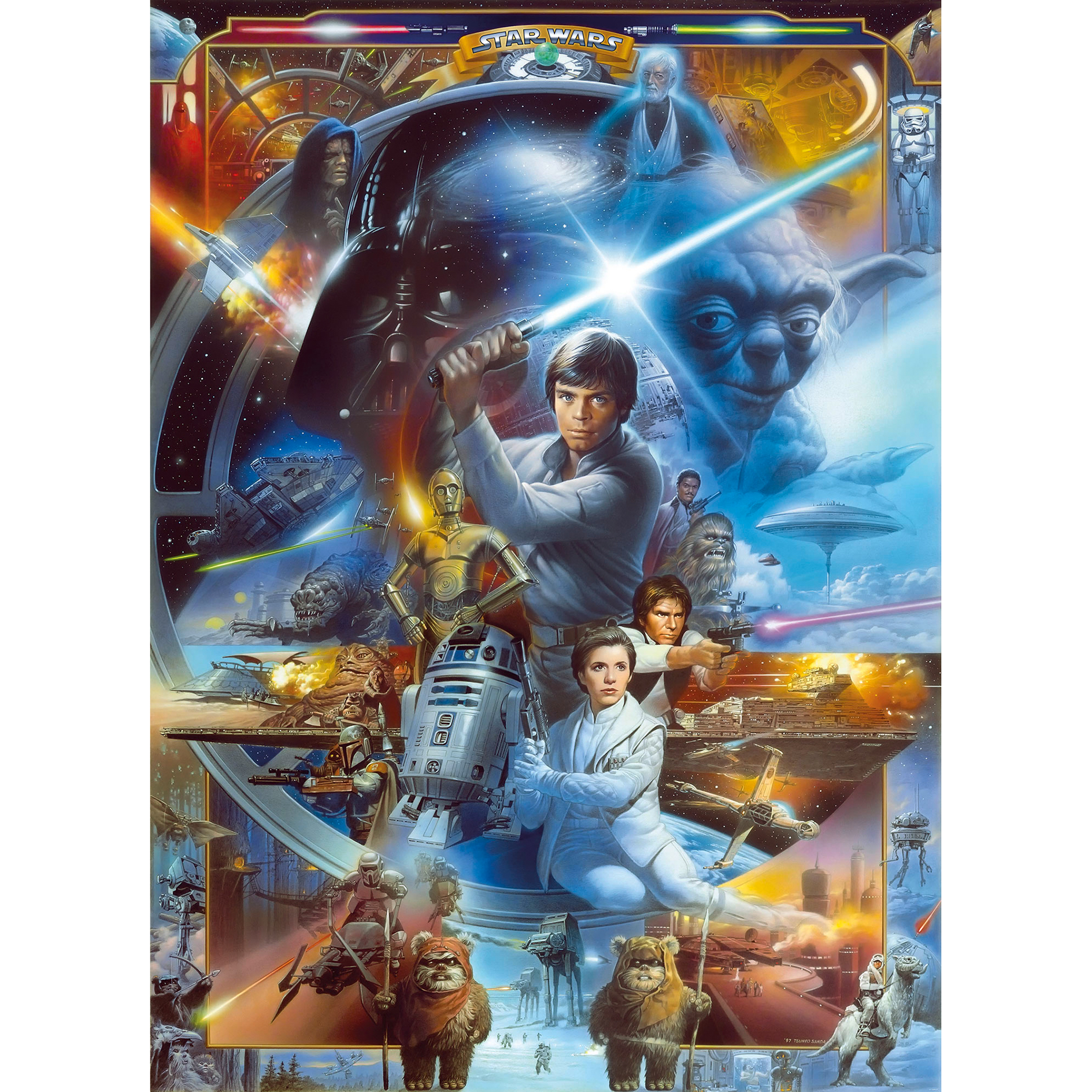 Papier-Fototapete STAR WARS LUKE SKYWALKER - blau-gelb - 184x254 cm
