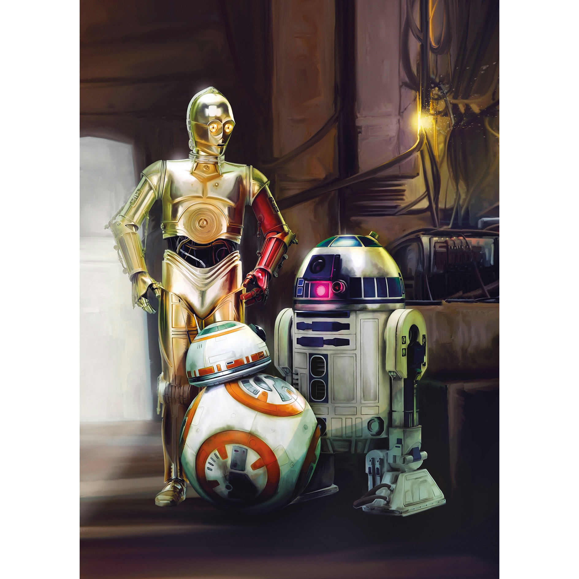 Papier-Fototapete STAR WARS THREE DROIDS - bunt - 184x254 cm