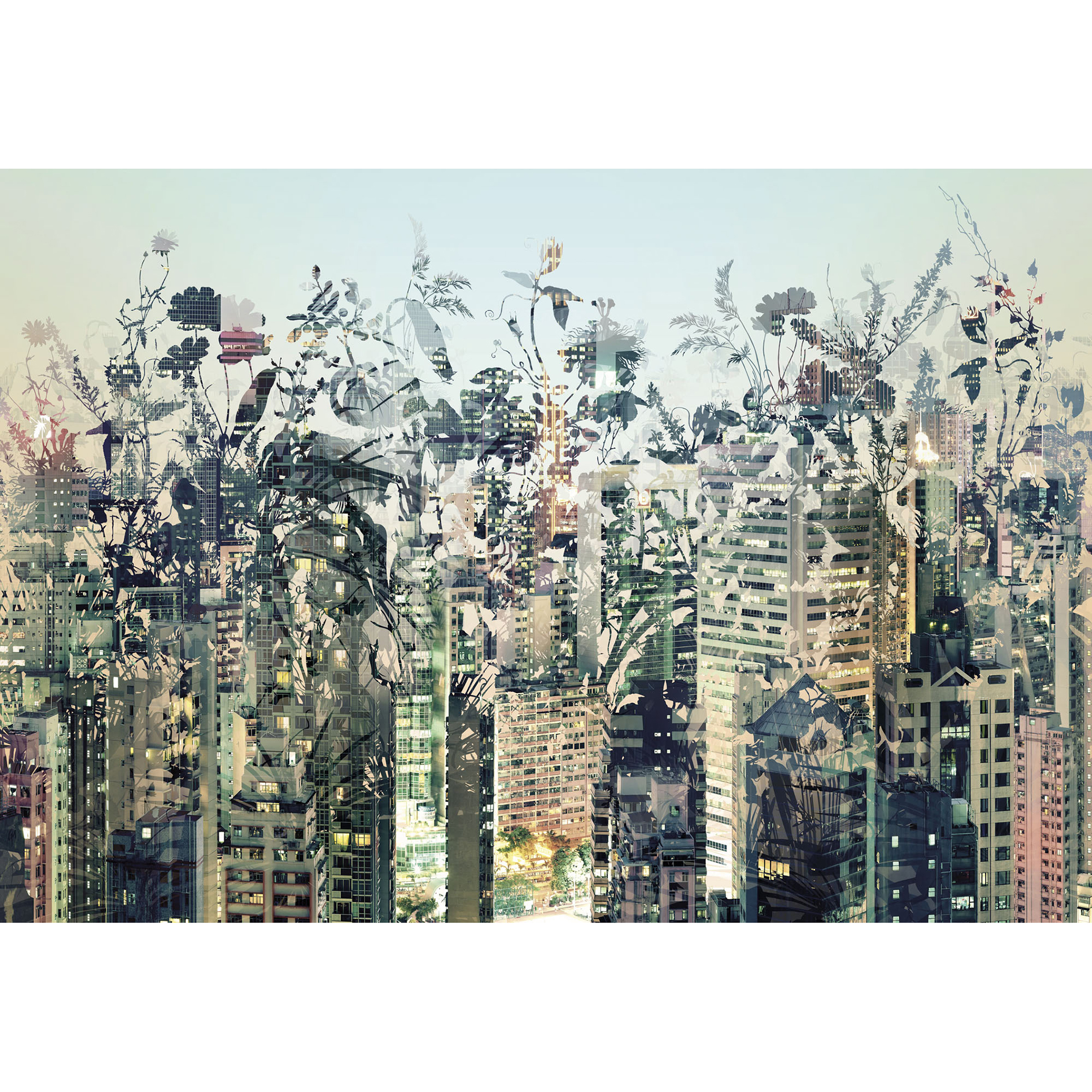 Papier-Fototapete URBAN JUNGLE - bunt - 368x254 cm