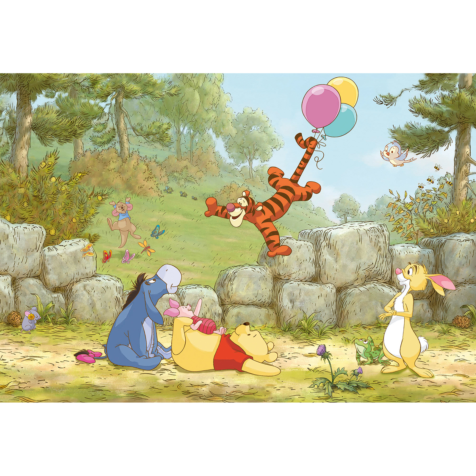 Papier-Fototapete WINNIE POOH BALLOONING - bunt - 368x254 cm