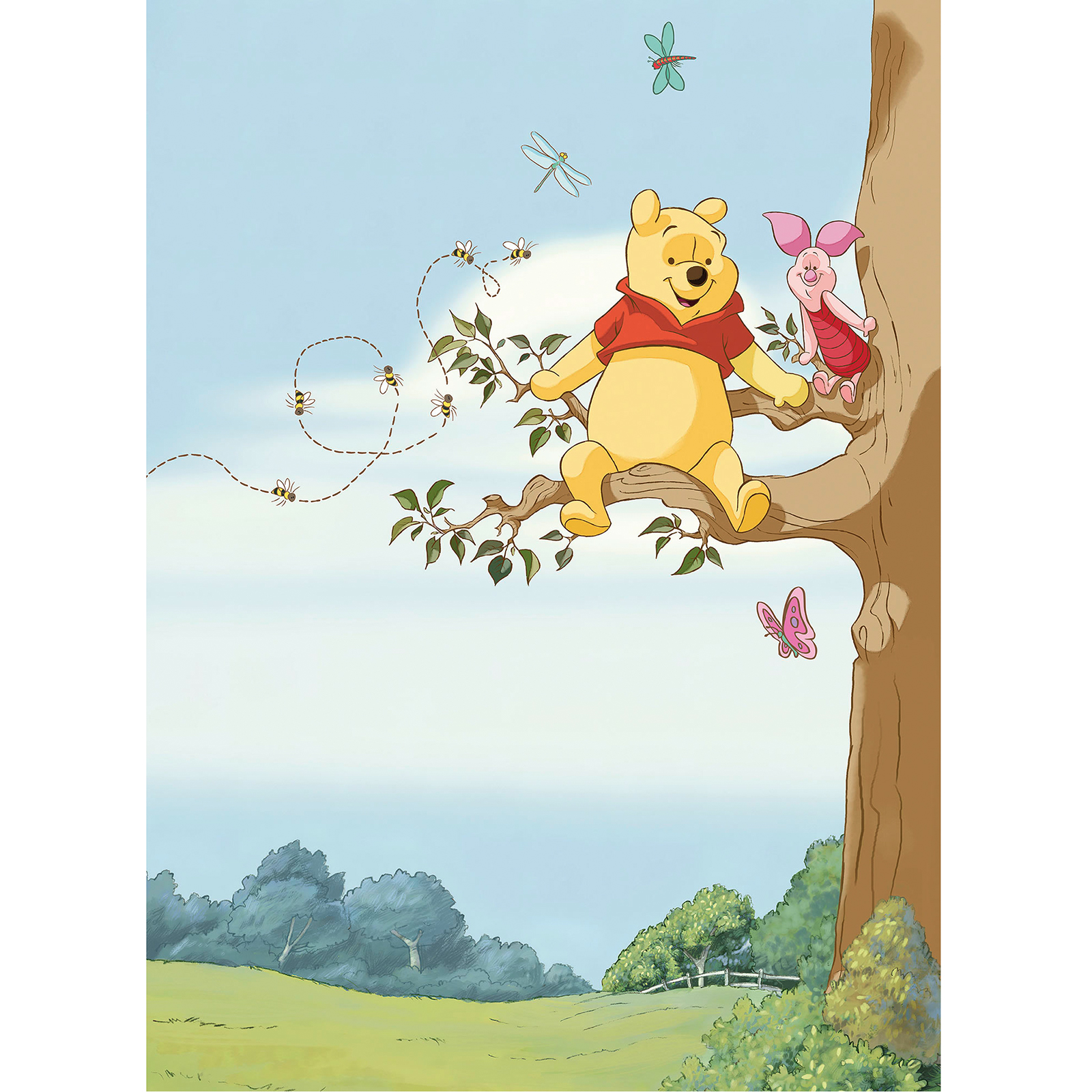 Papier-Fototapete WINNIE POOH TREE - bunt - 184x254 cm