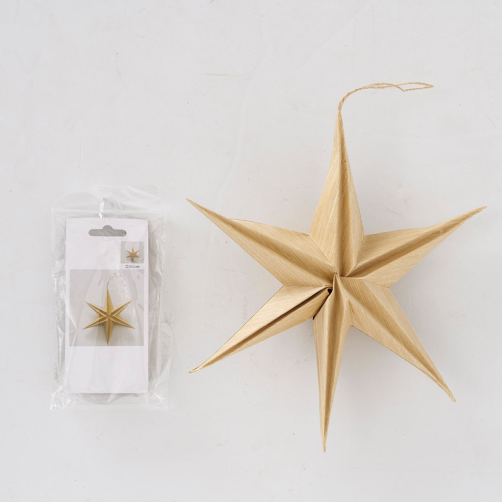Papierstern - natur - Holzoptik - Ø 30 cm