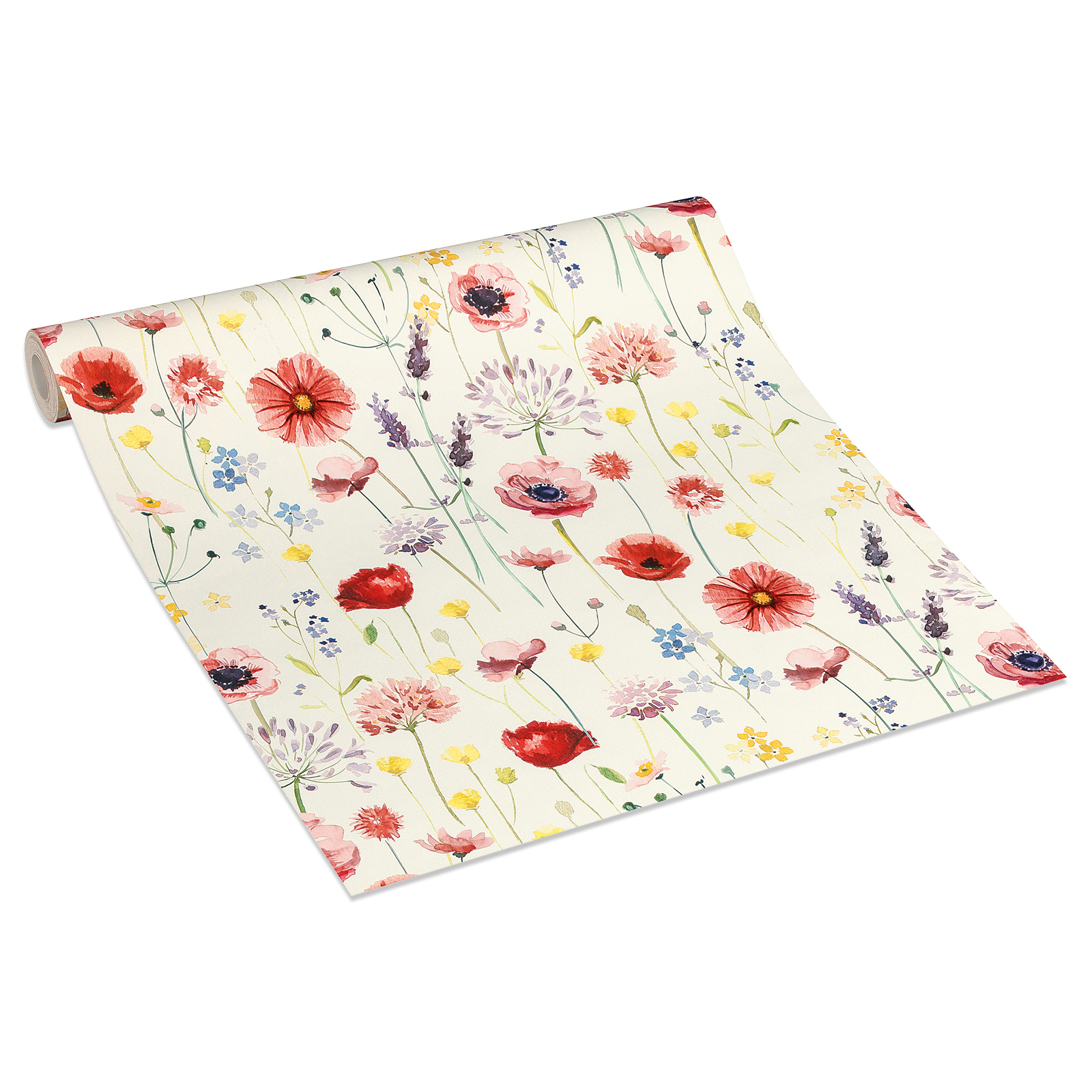 Papiertapete - Blumenwiese - bunt - 10 Meter
