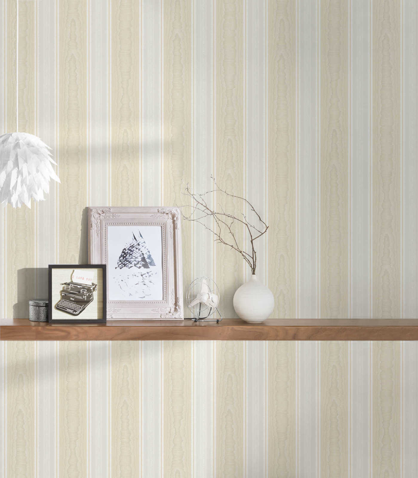 Papiertapete CONCERTO 3 - gelb-beige - Streifen - 10 Meter