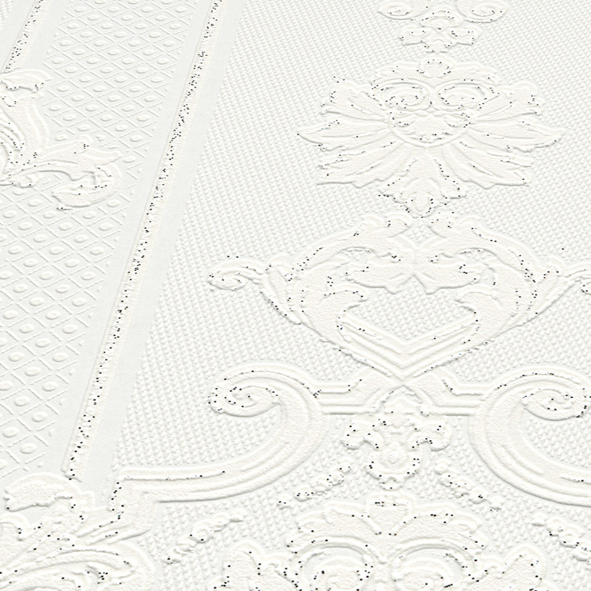 Papiertapete - weiß - Ornamente - 10 Meter