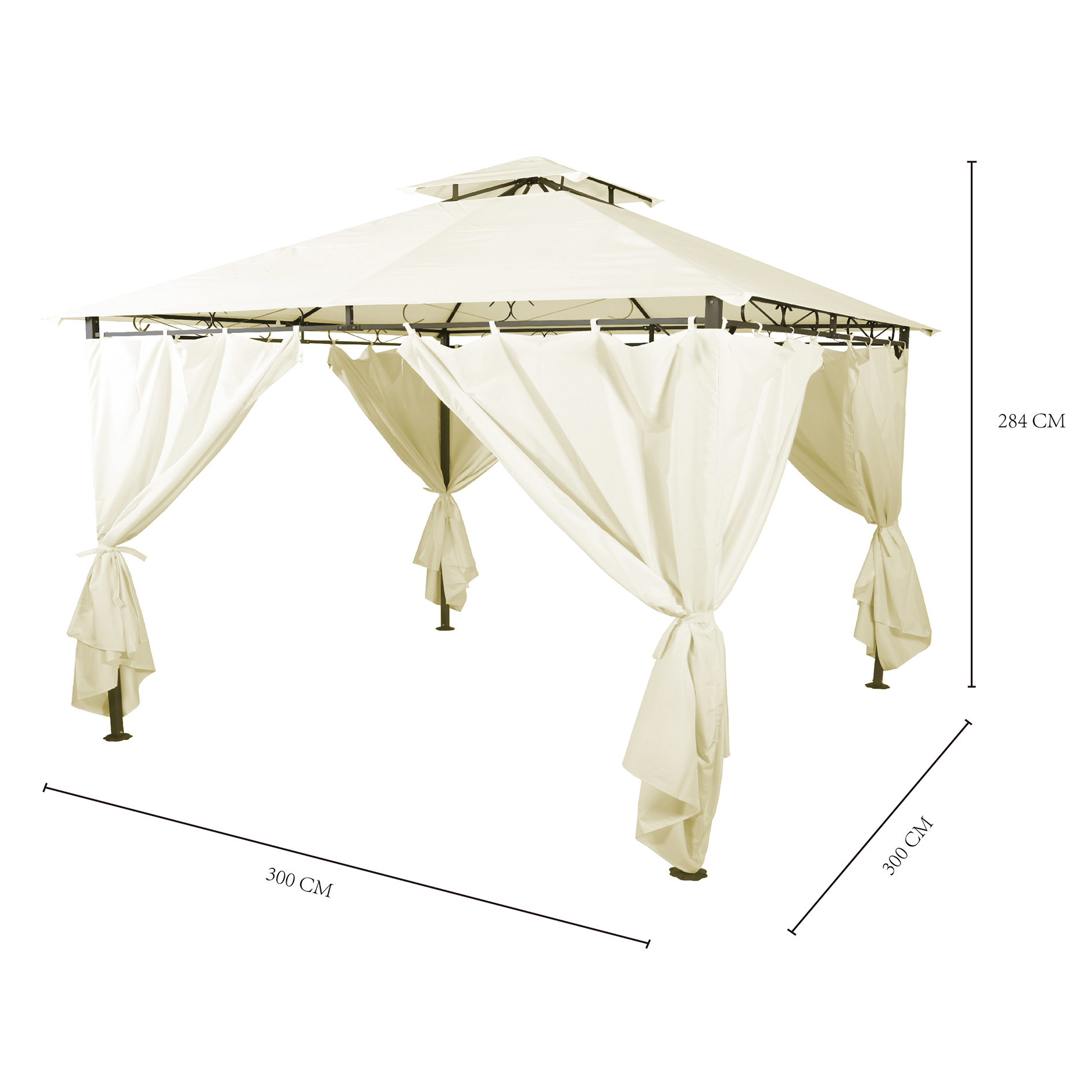 Pavillon - beige-anthrazit -  3x3 Meter
