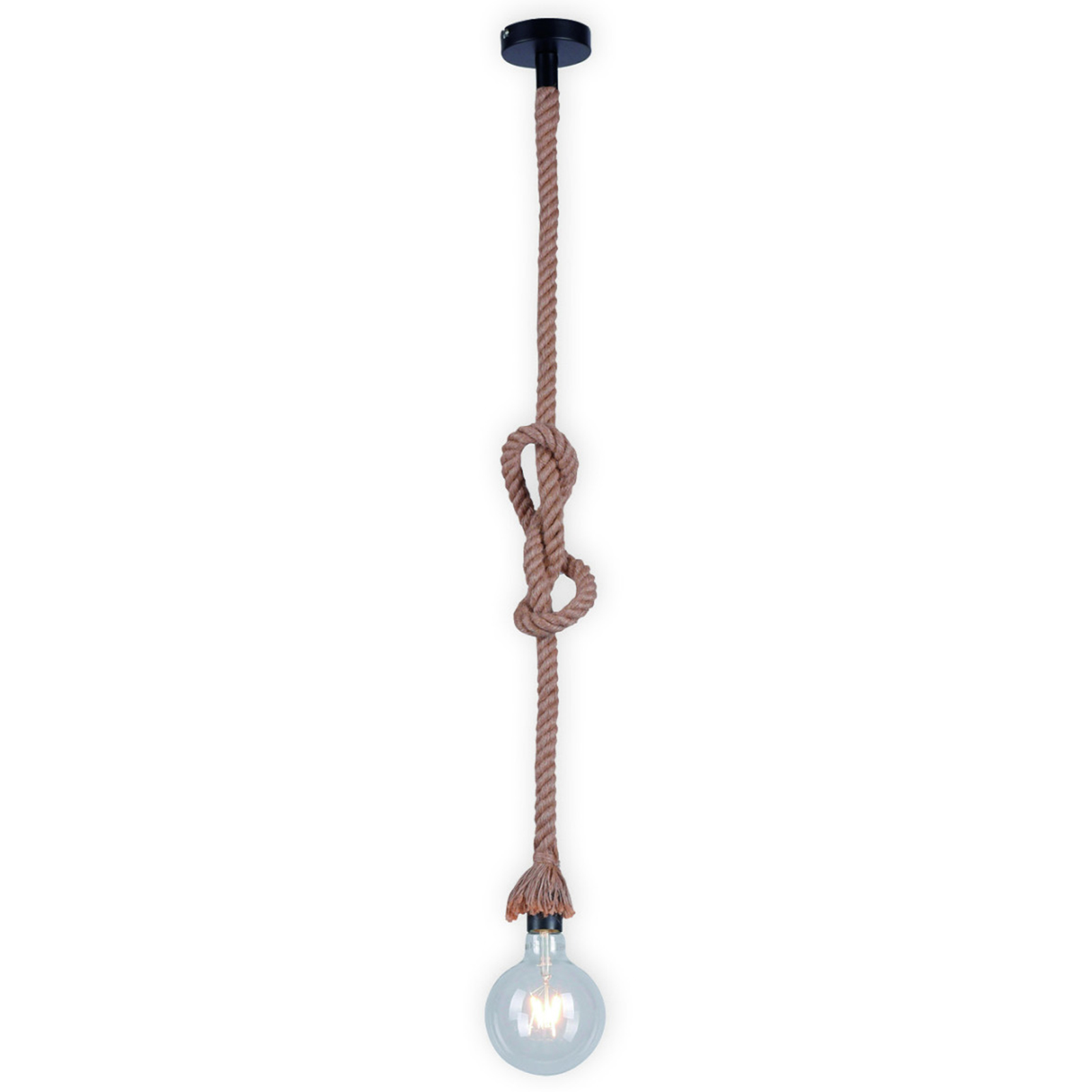 Pendelleuchte - beige-schwarz - Seiloptik - 120 cm hoch