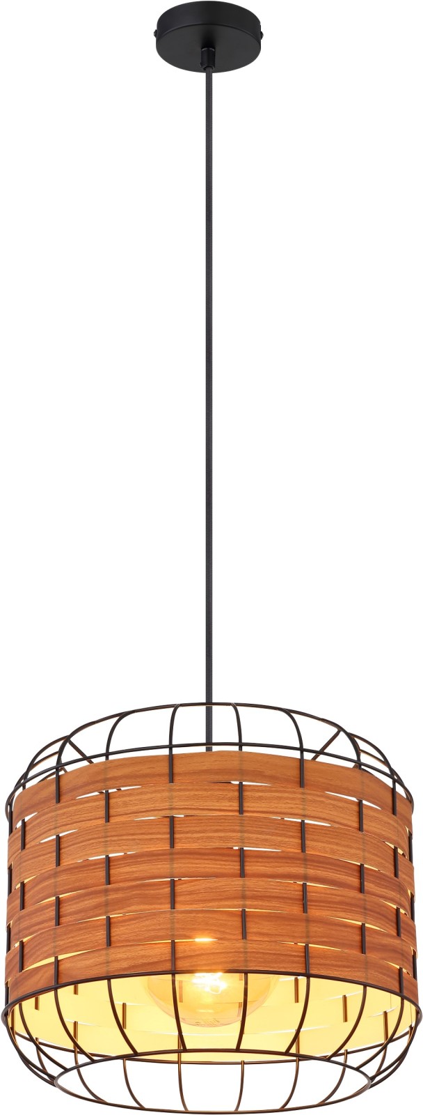 Pendelleuchte - braun - schwarz matt - 120 cm hoch