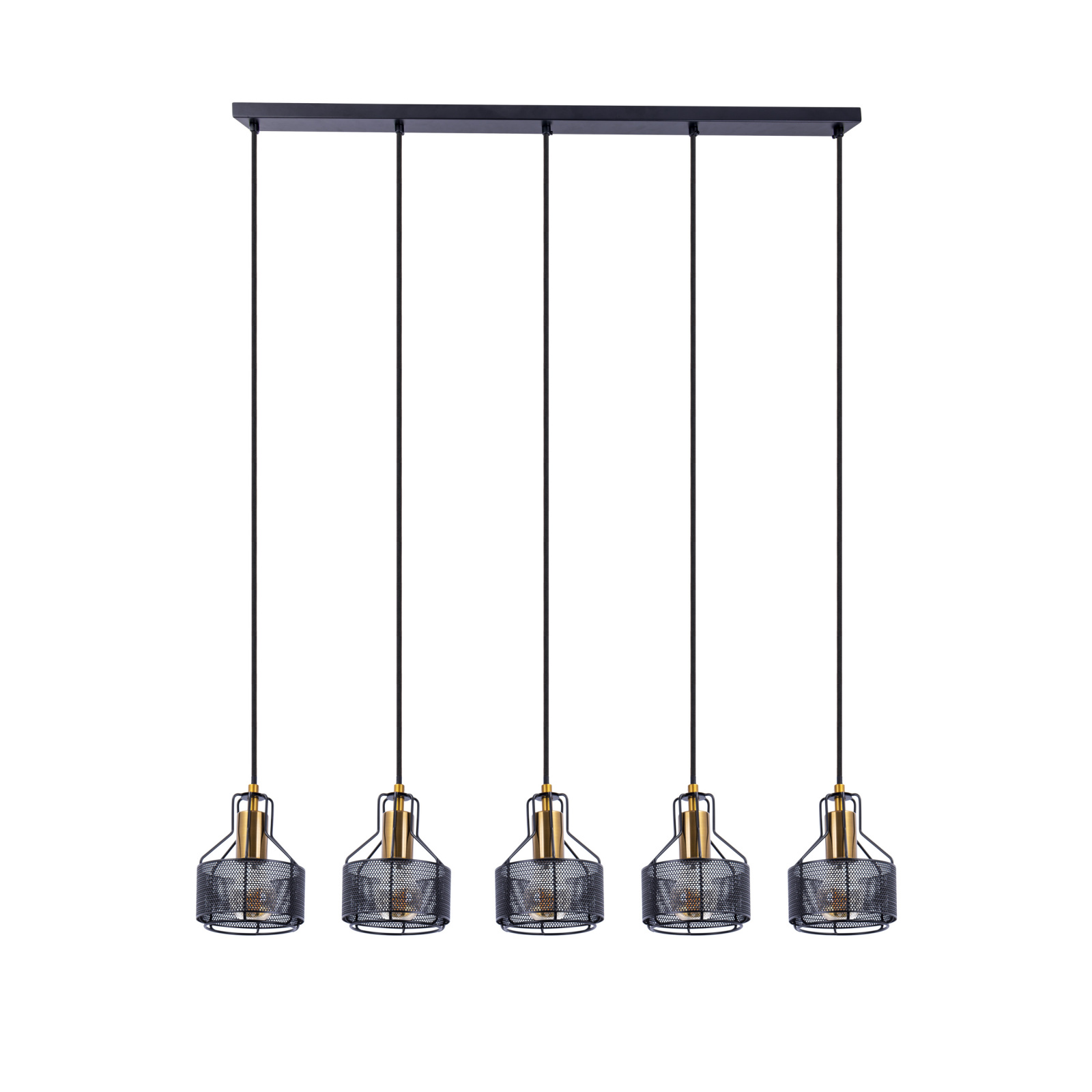 Pendelleuchte FORO - schwarz-gold - 96 cm breit