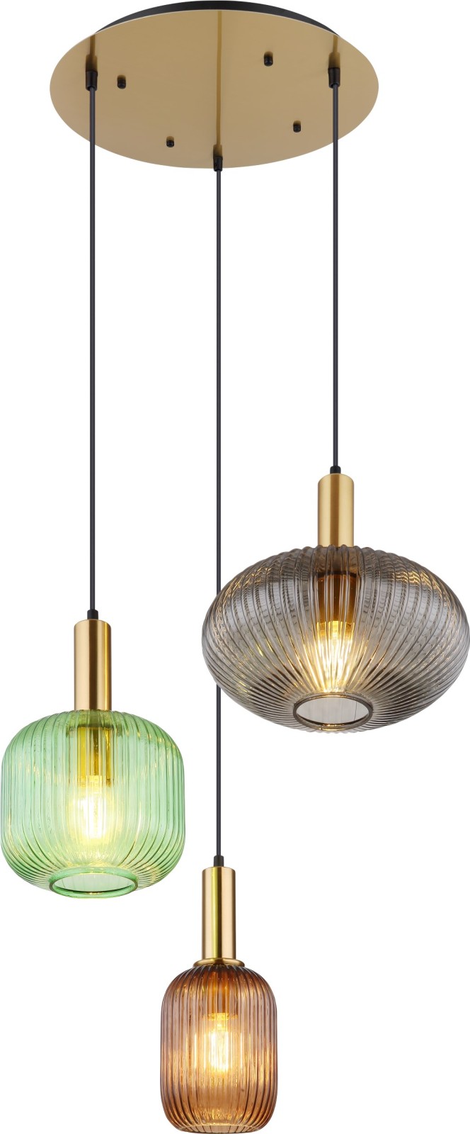 Pendelleuchte - messingfarben - Metall - 130 cm hoch