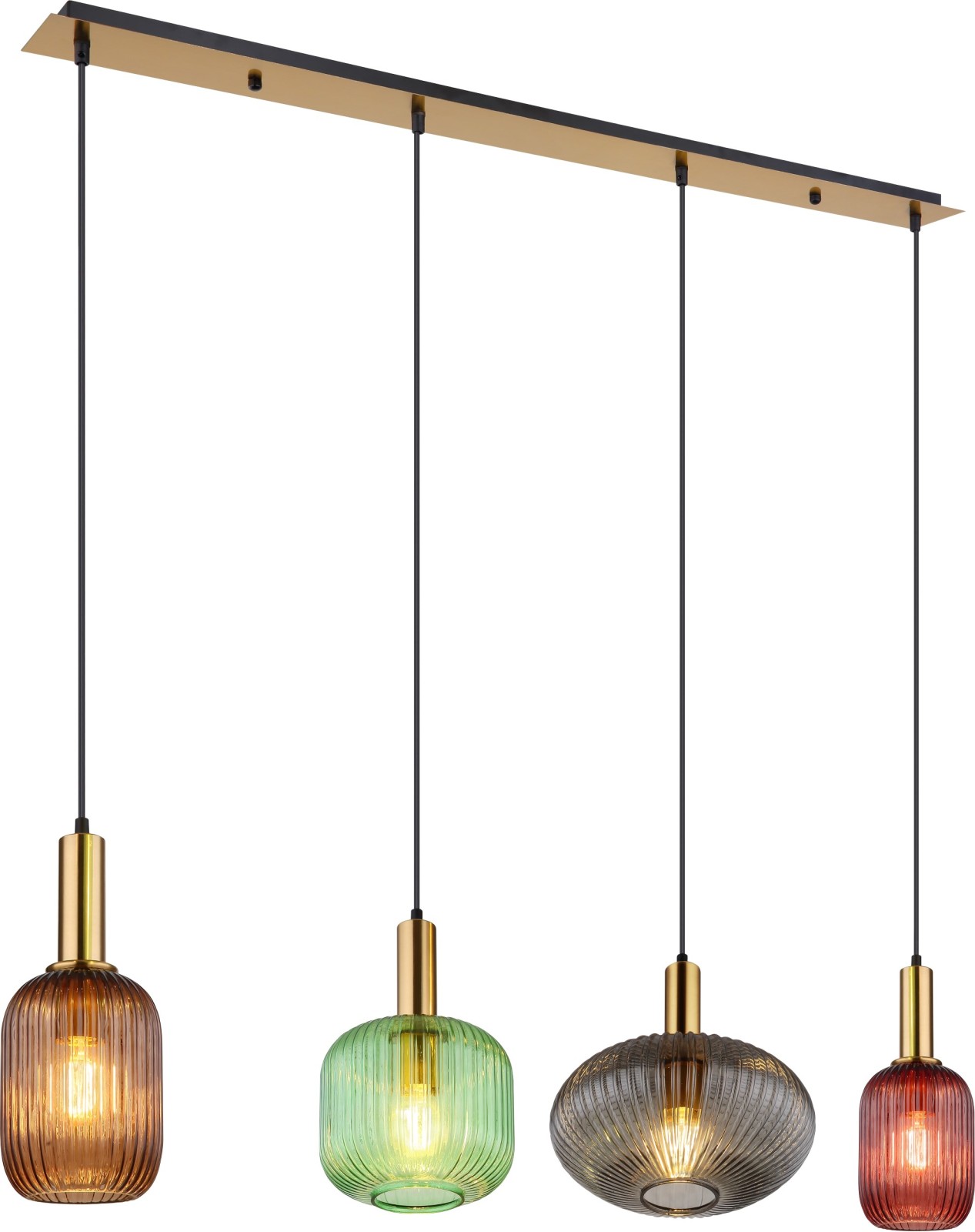 Pendelleuchte - multicolor-messingfarben - Metall - 115 cm