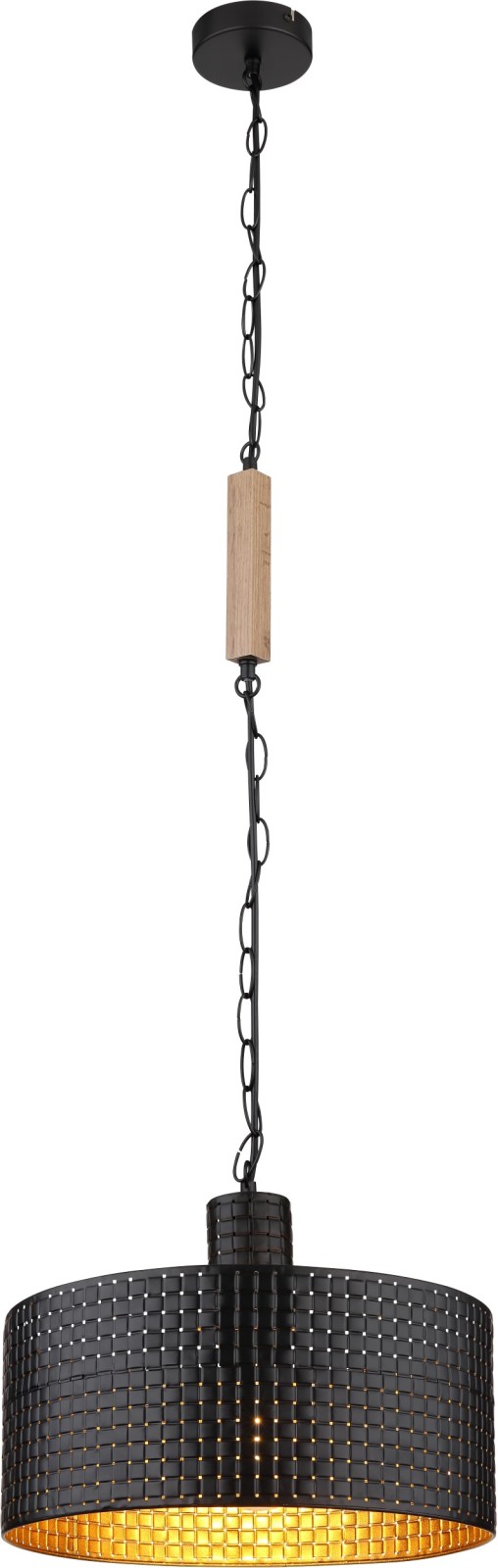 Pendelleuchte - natur-goldfarben-schwarz matt - 35 cm
