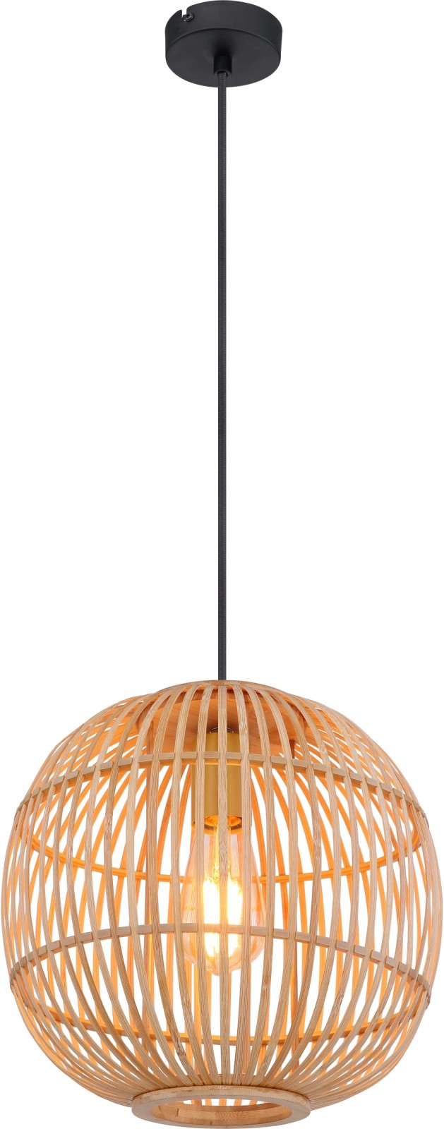 Pendelleuchte - naturfarben-schwarz - Bambus - 150 cm