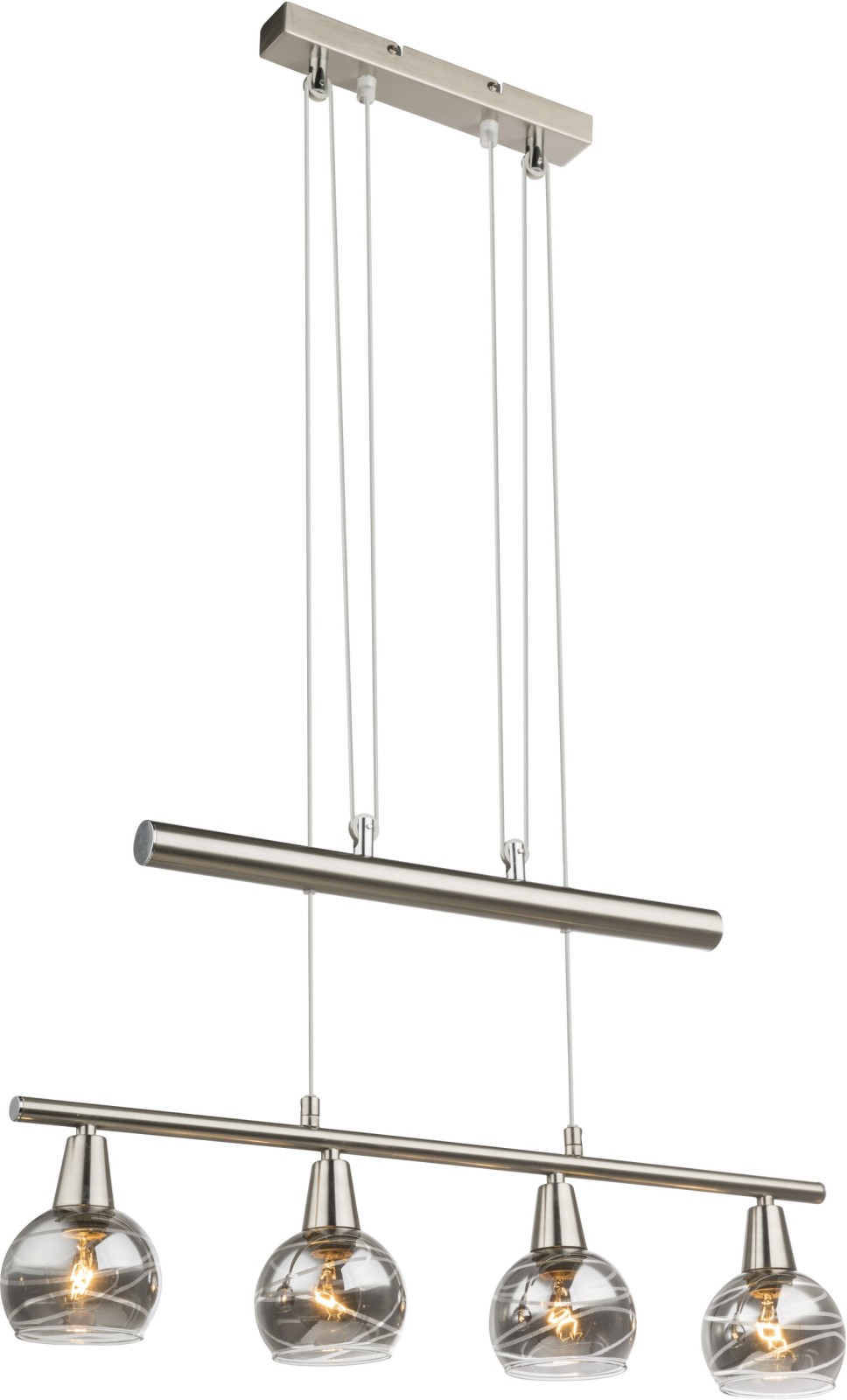 Pendelleuchte - Nickel matt - Metall - 4-flammig