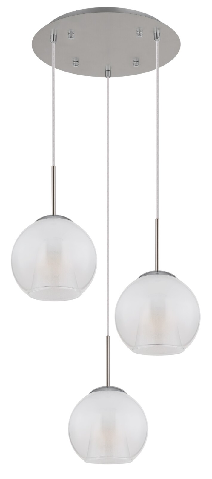 Pendelleuchte - Nickel matt - opale Glaskugeln - 3-flammig