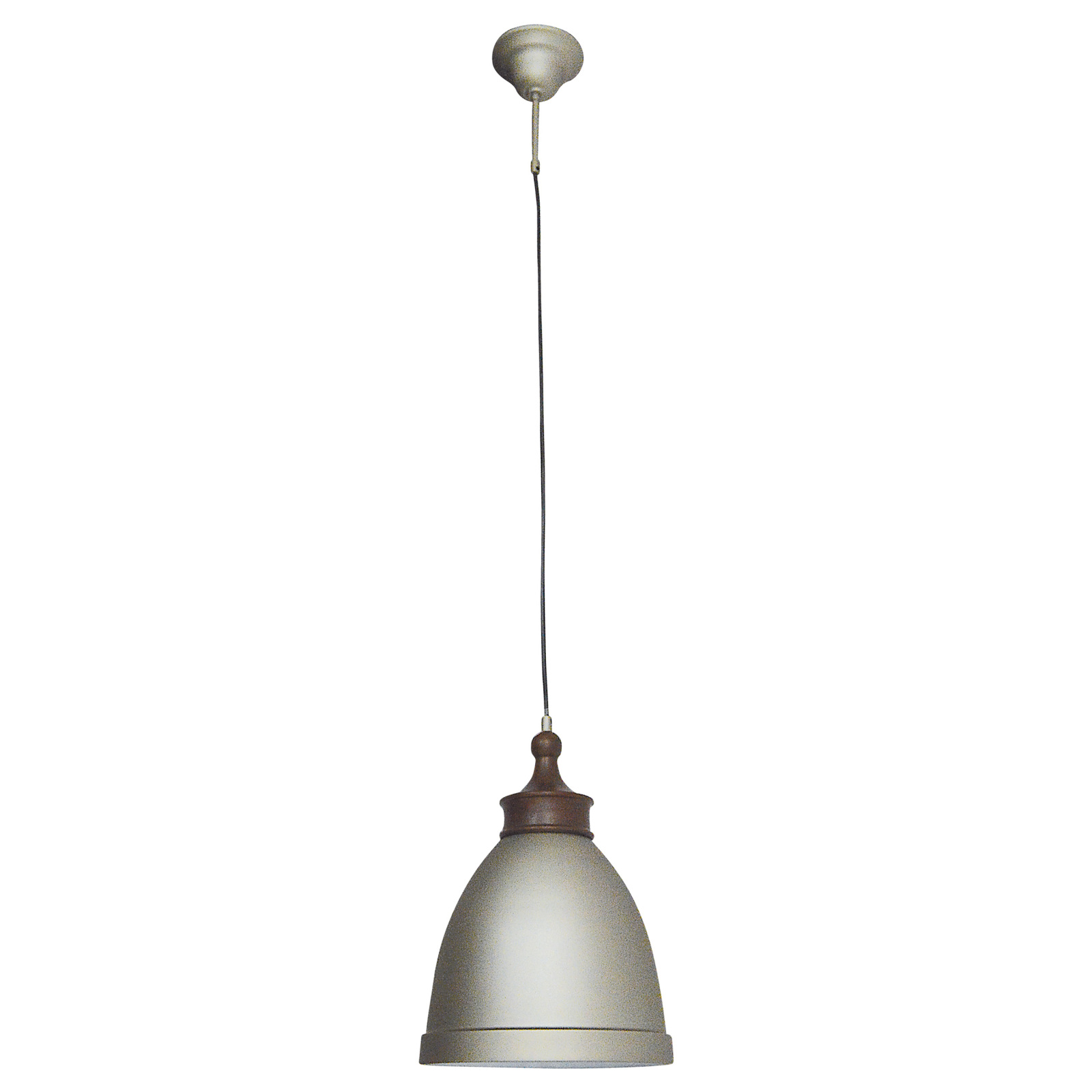 Pendelleuchte PINHEAD - silber - mit Holzoptikaufsatz