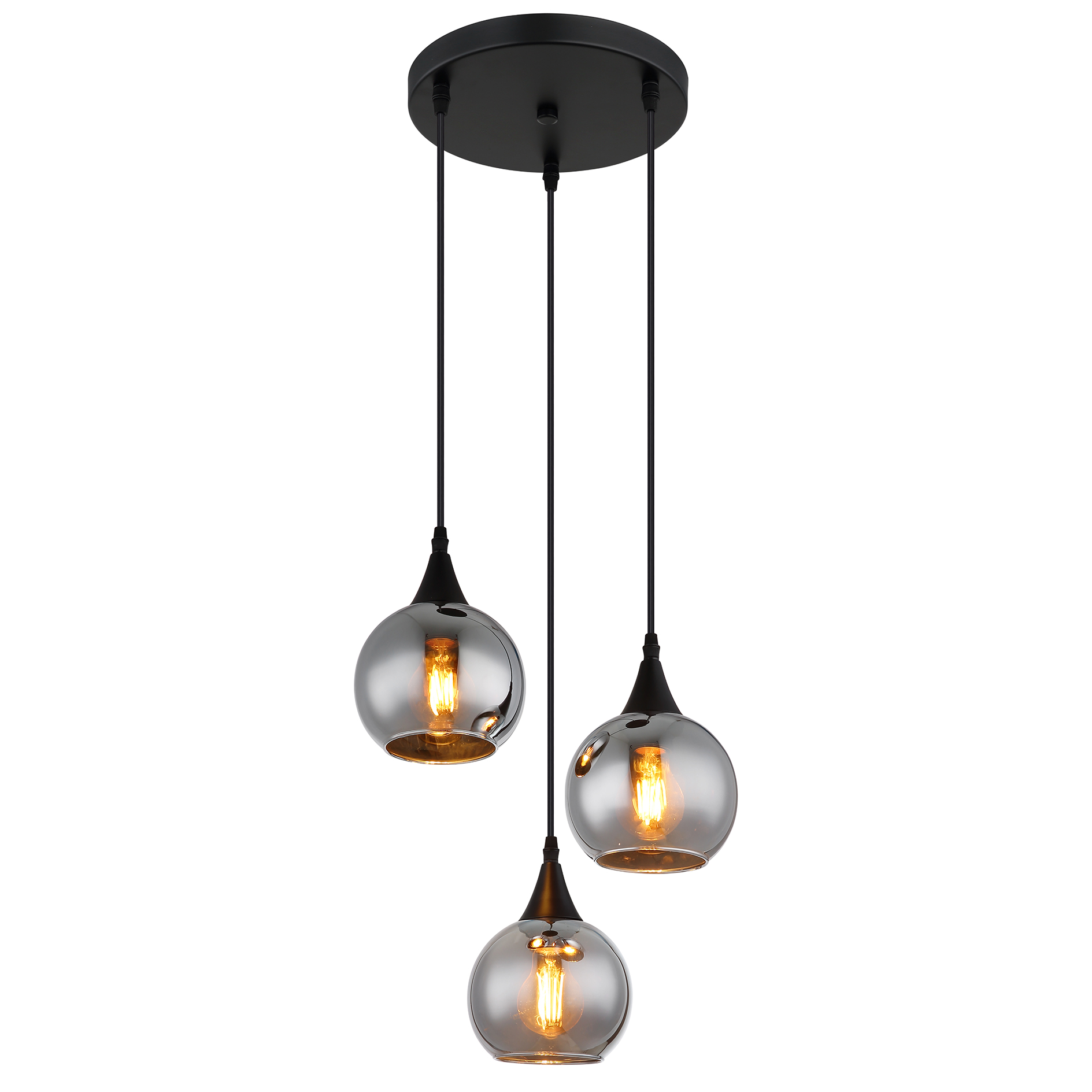 Pendelleuchte - schwarz - 3-flammig - Ø 35 cm