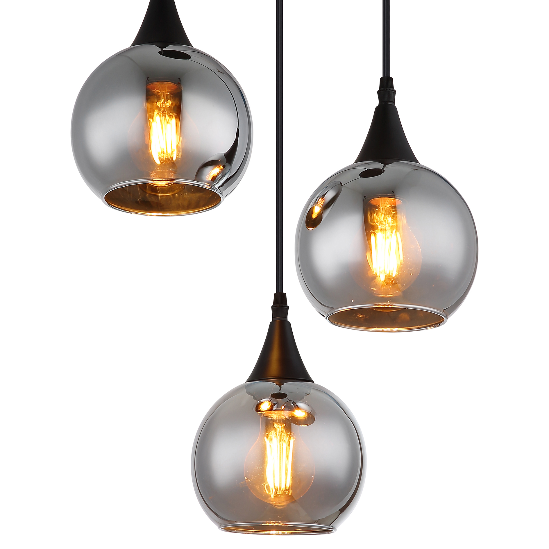 Pendelleuchte - schwarz - 3-flammig - Ø 35 cm