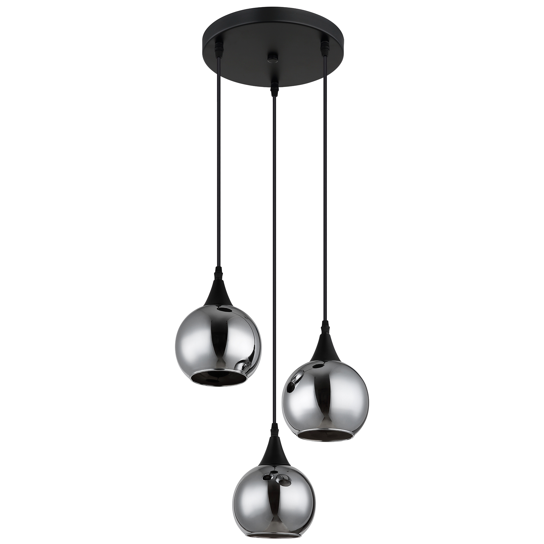 Pendelleuchte - schwarz - 3-flammig - Ø 35 cm