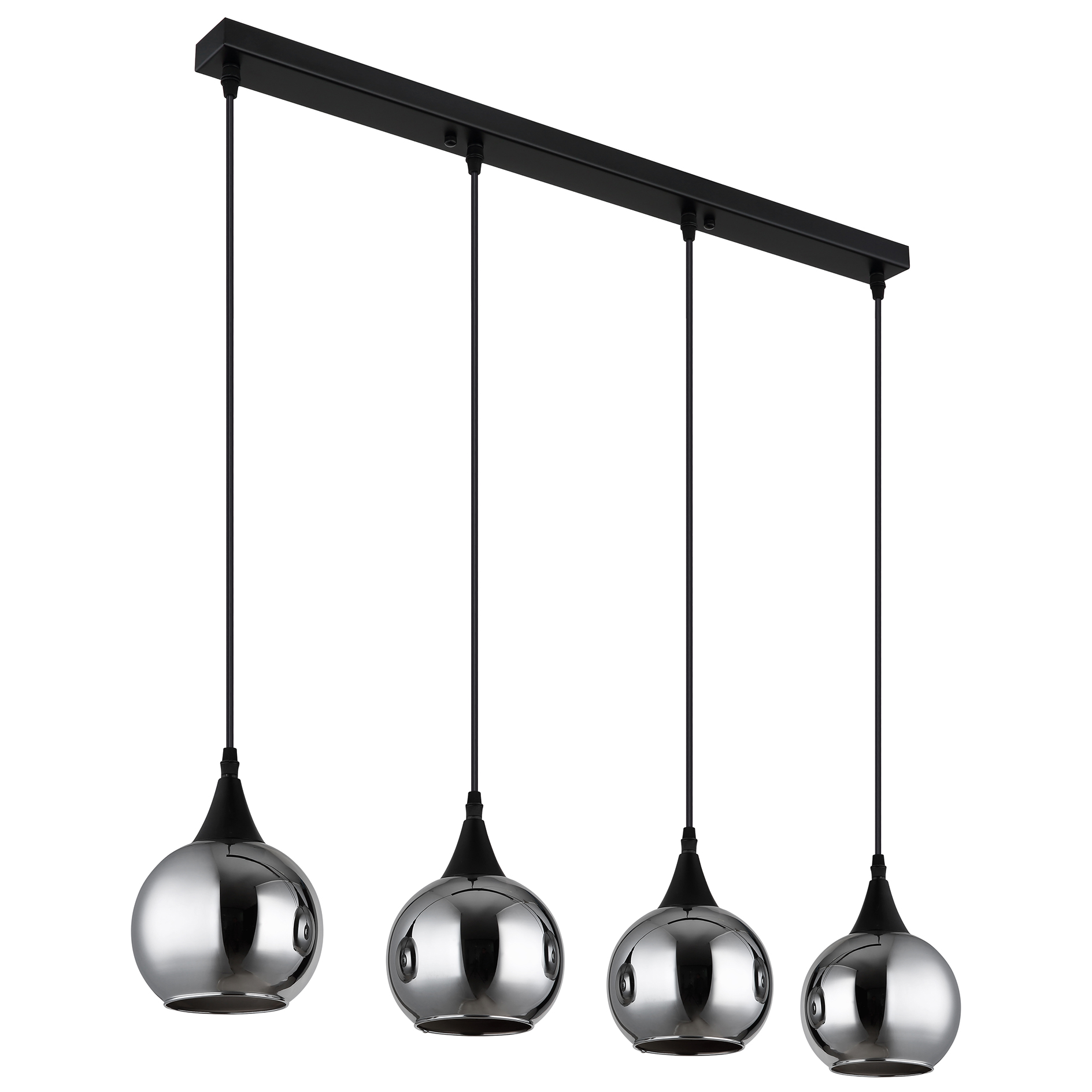 Pendelleuchte - schwarz - 4-flammig - 80 cm
