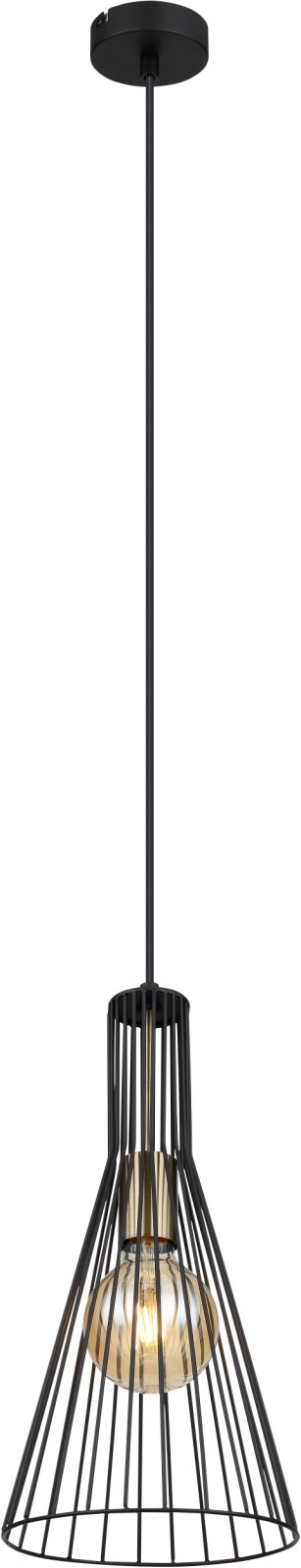 Pendelleuchte - schwarz - Altmessing - 1-flammig - 120 cm