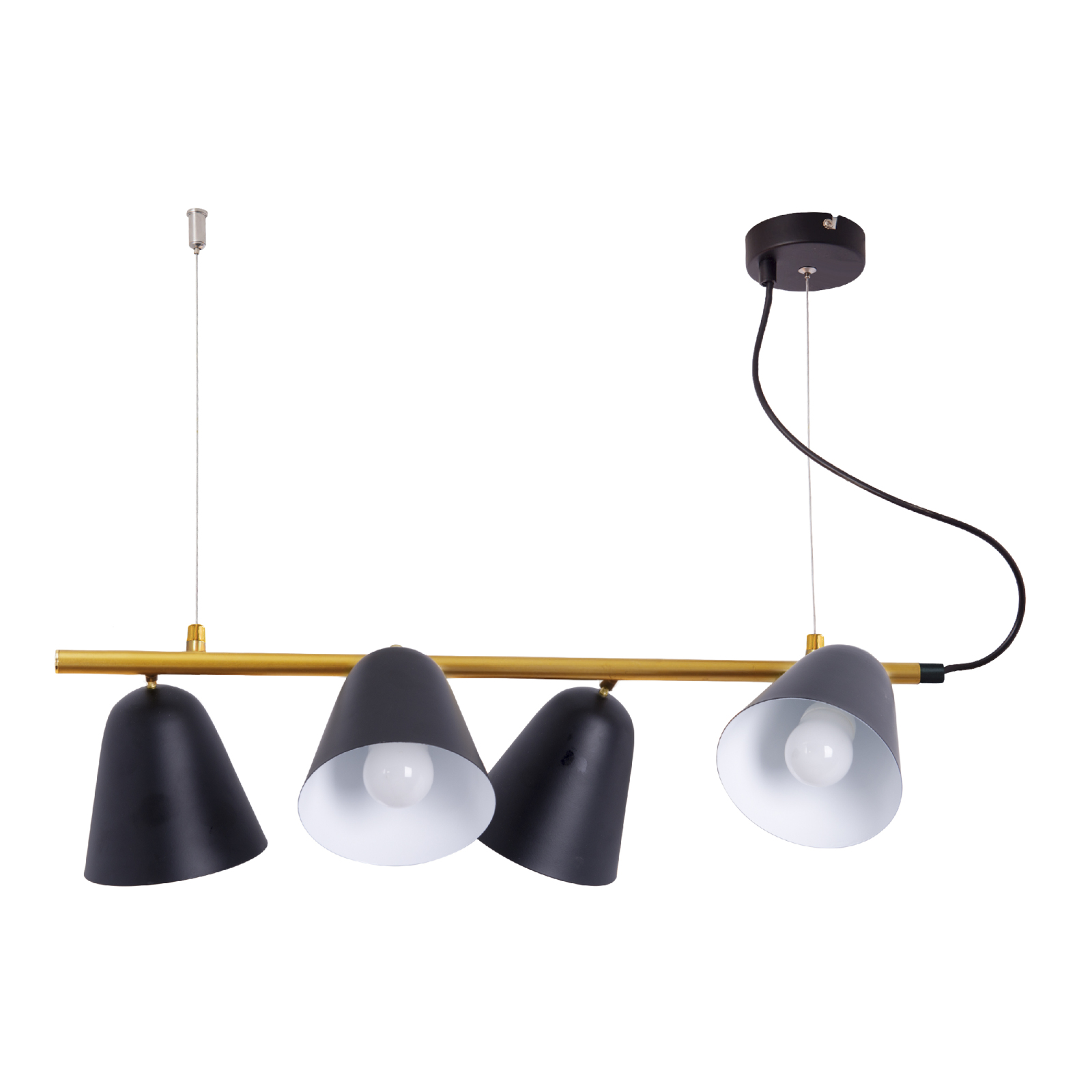 Pendelleuchte - schwarz-goldfarben - 61 cm - 4-flammig