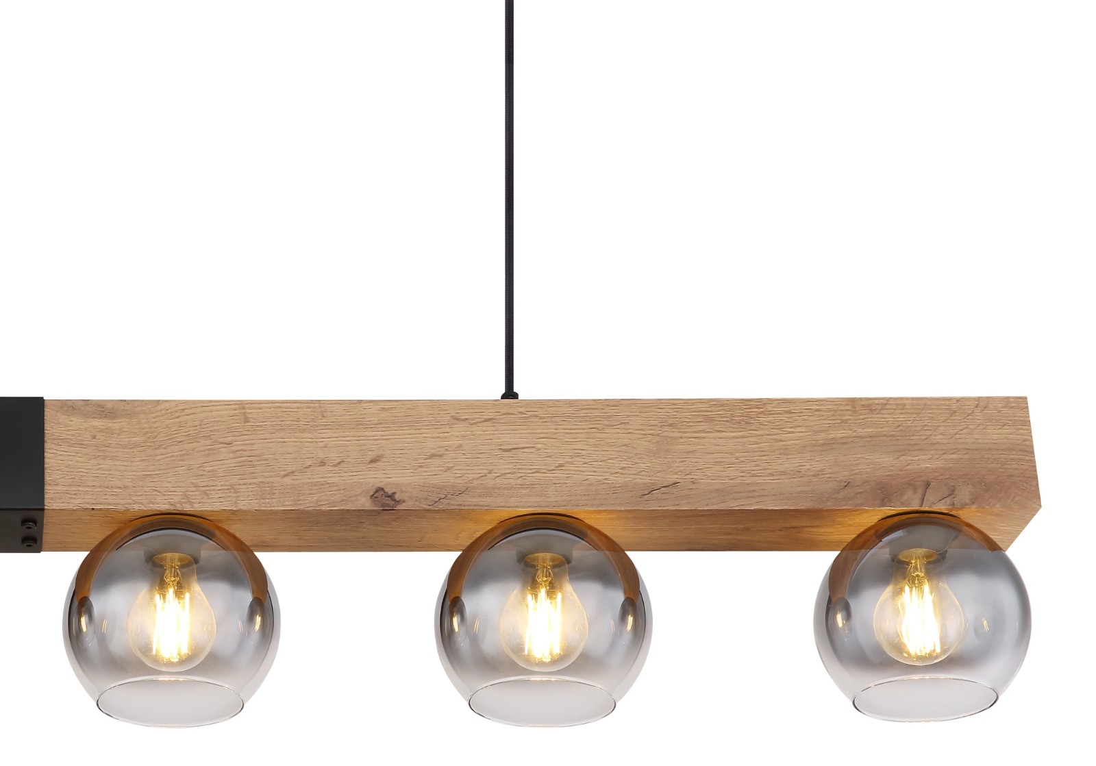 Pendelleuchte - schwarz-holzfarben - 120 cm - 6-flammig 