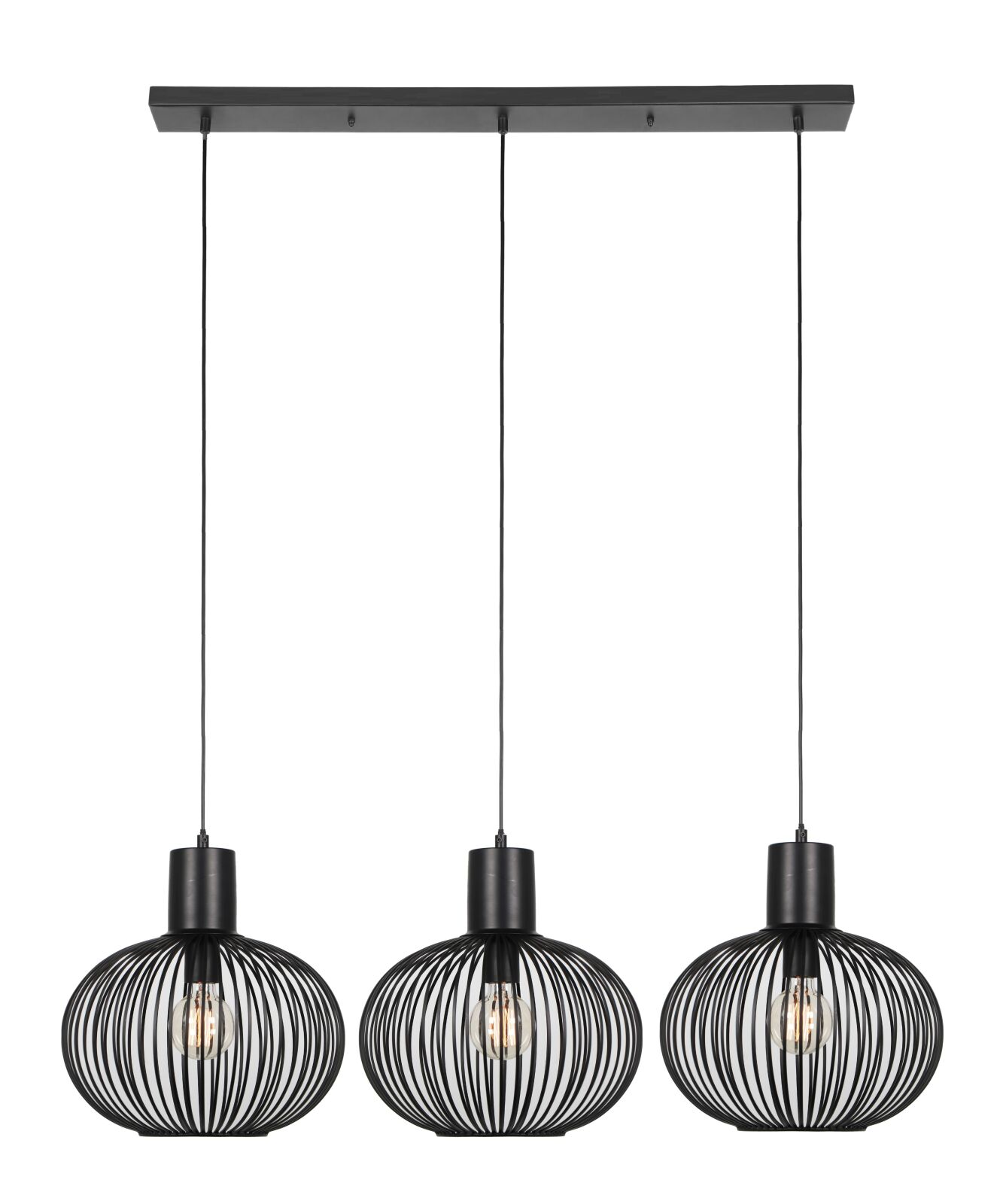 Pendelleuchte - schwarz matt - 3-flammig - 120 cm