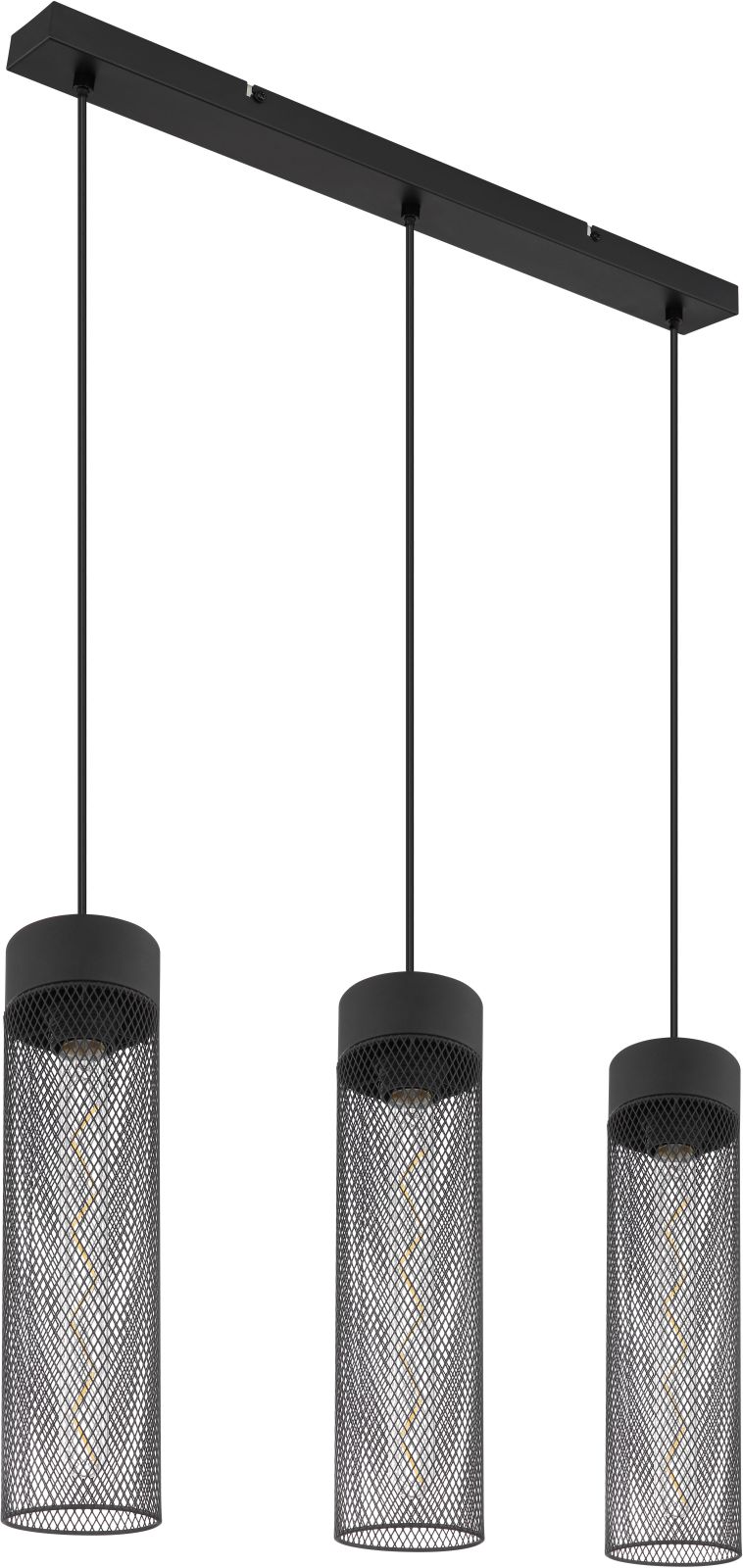 Pendelleuchte - schwarz matt - 3-flammig - 120 cm 