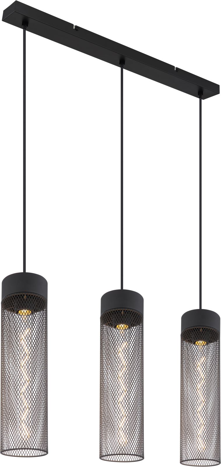 Pendelleuchte - schwarz matt - 3-flammig - 120 cm 