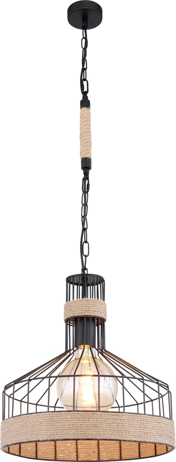 Pendelleuchte - schwarz matt-braun - Metall - 135 cm