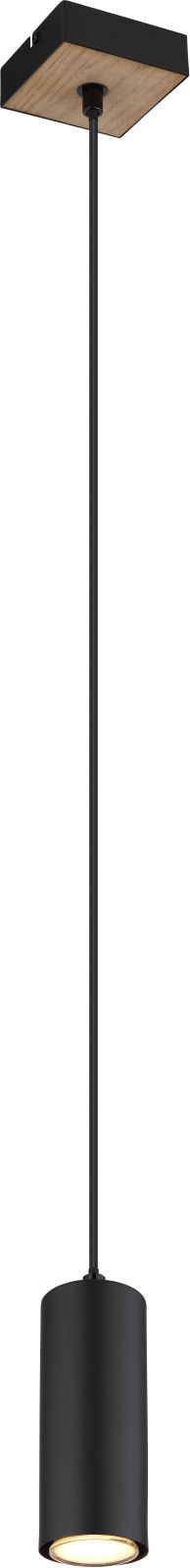 Pendelleuchte - schwarz matt - Holzoptik - 120 cm