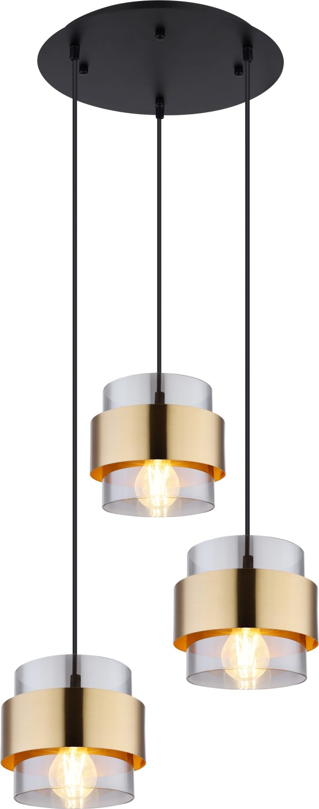 Pendelleuchte - schwarz matt-messingfarben - 120 cm